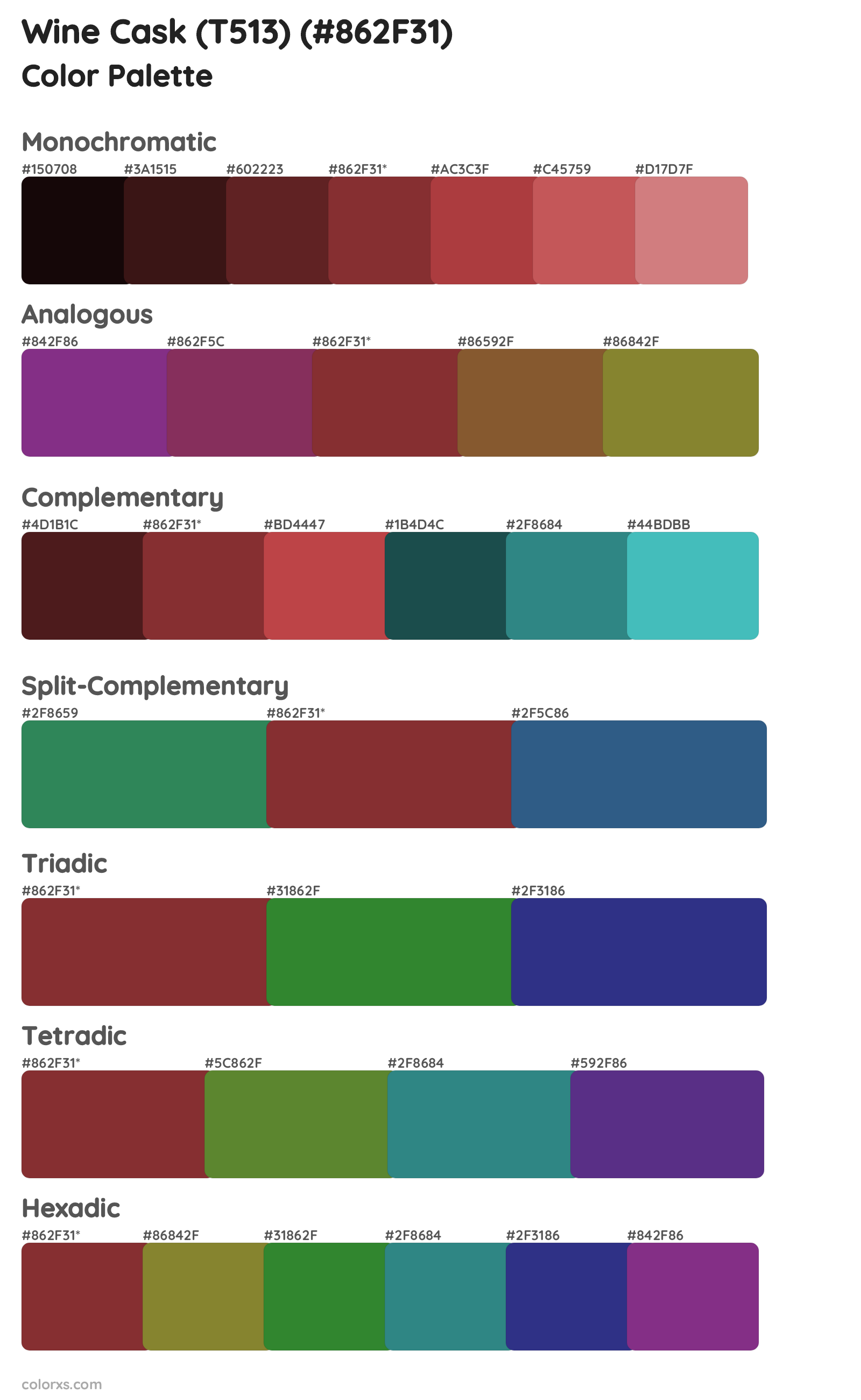 Wine Cask (T513) Color Scheme Palettes