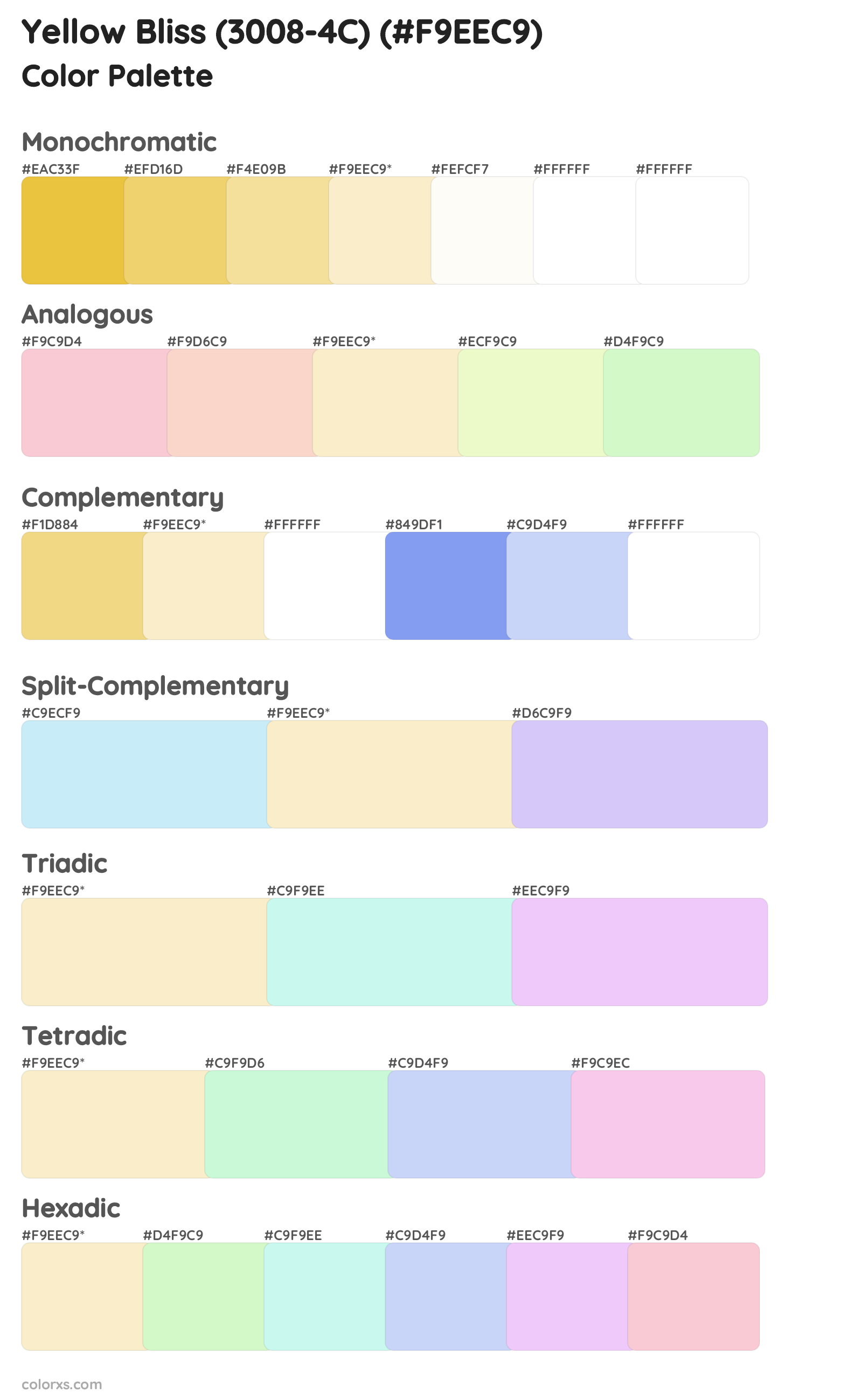 Yellow Bliss (3008-4C) Color Scheme Palettes