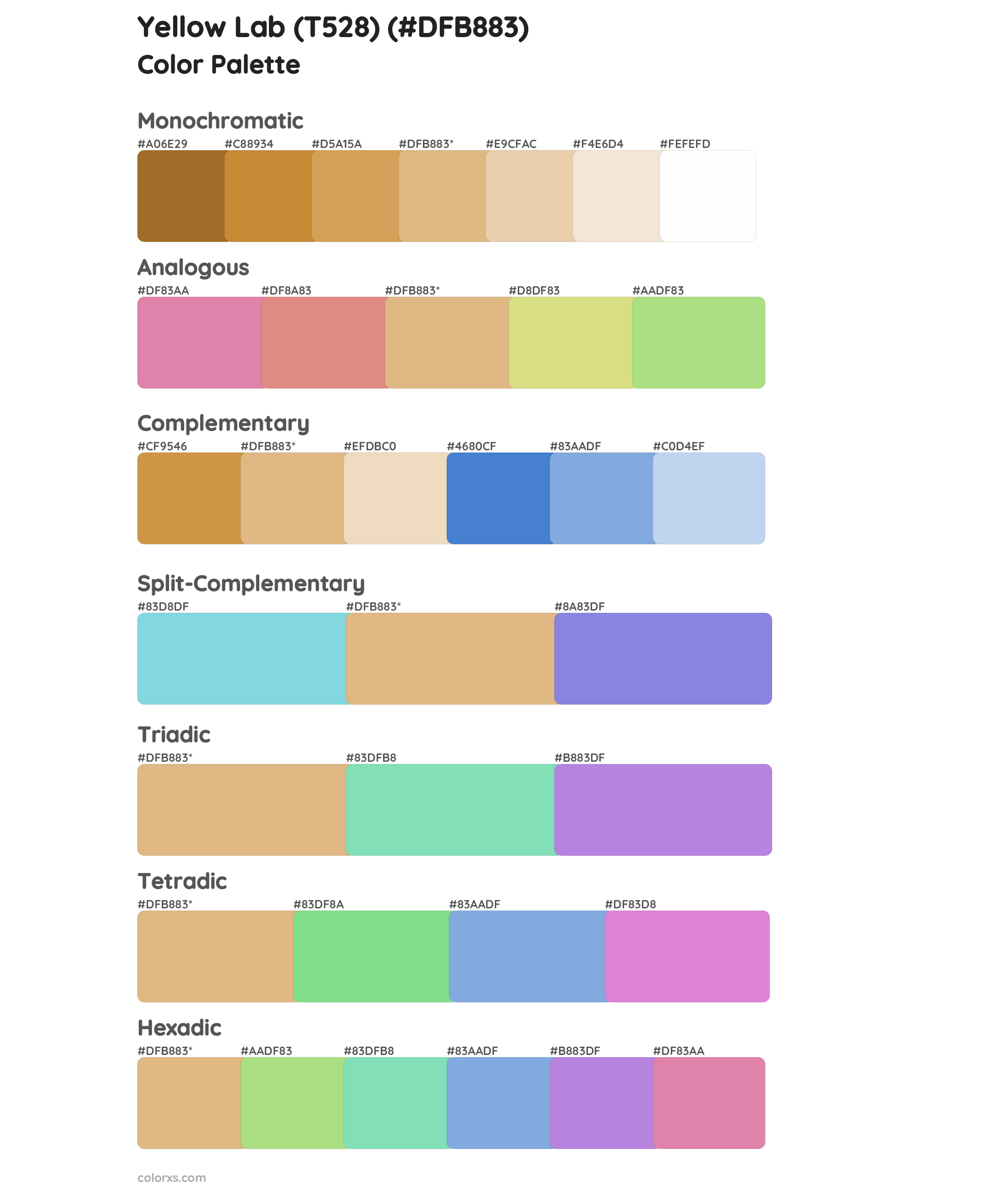 Yellow Lab (T528) Color Scheme Palettes