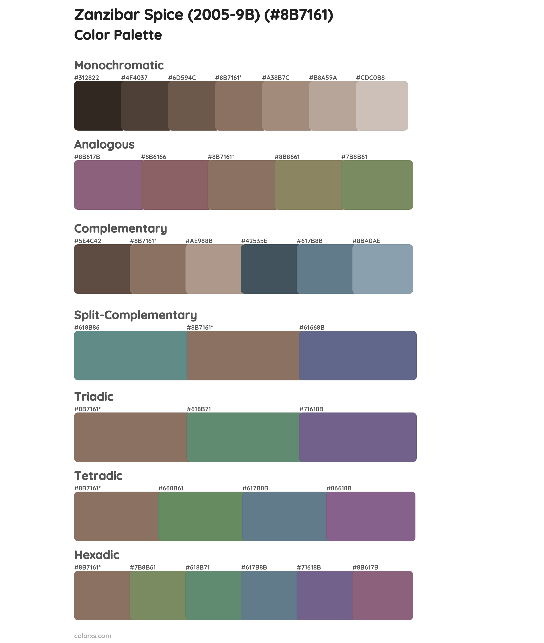 Zanzibar Spice (2005-9B) Color Scheme Palettes