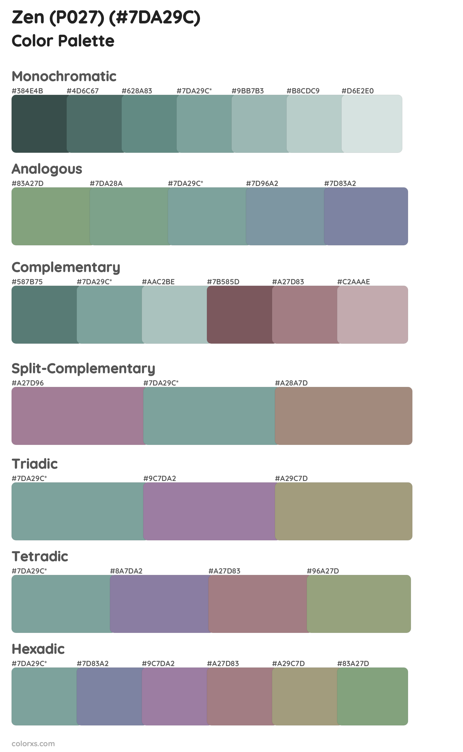 Zen (P027) Color Scheme Palettes