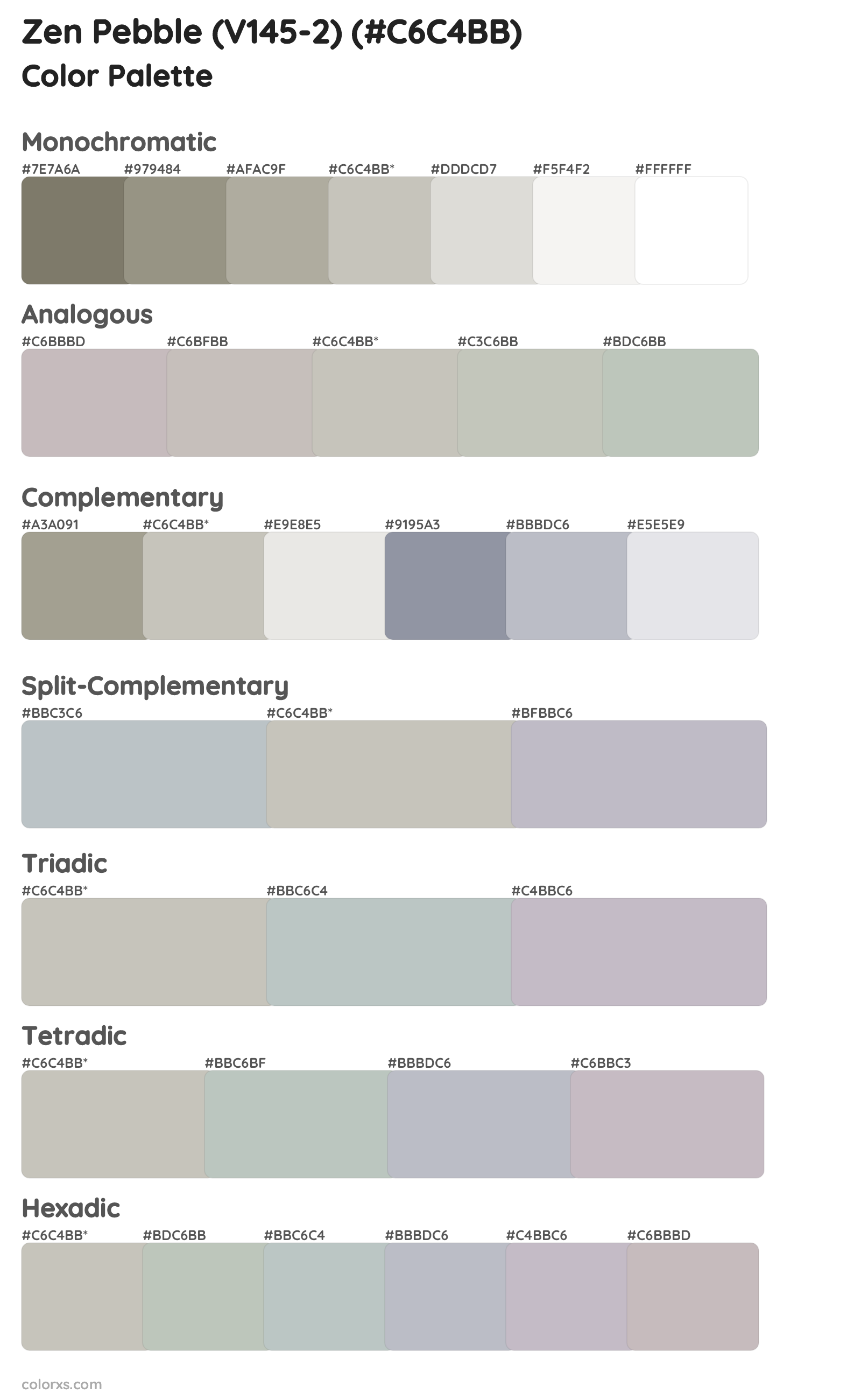 Zen Pebble (V145-2) Color Scheme Palettes