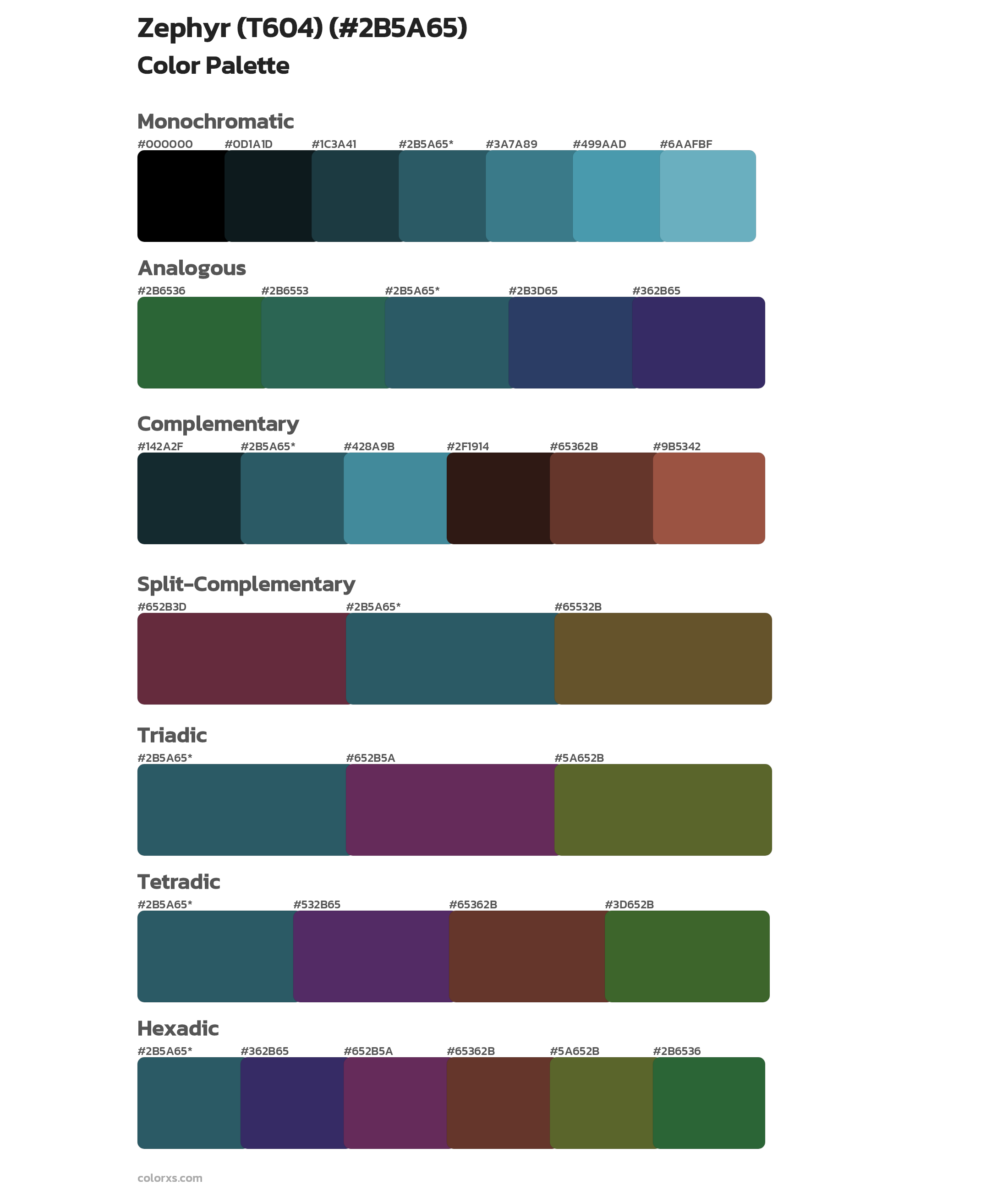 Zephyr (T604) Color Scheme Palettes
