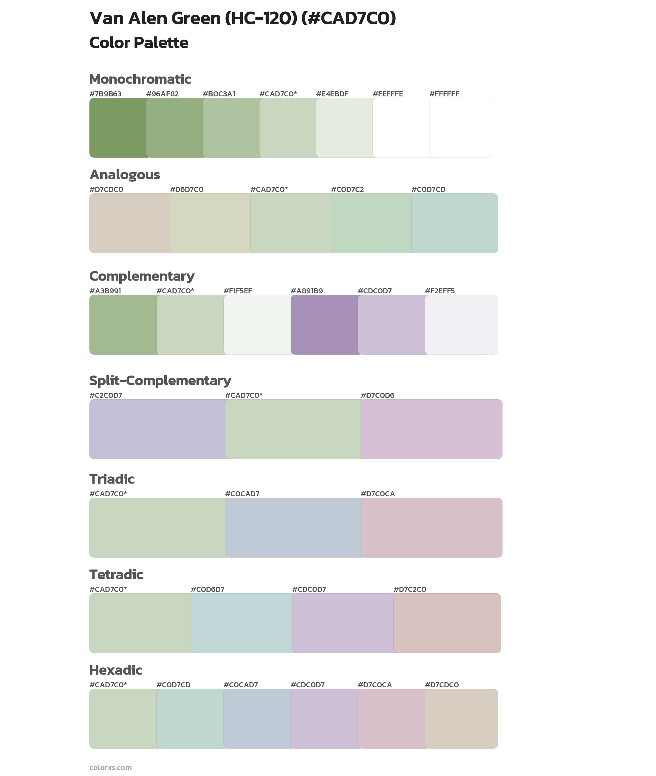 Van Alen Green (HC-120) Color Scheme Palettes