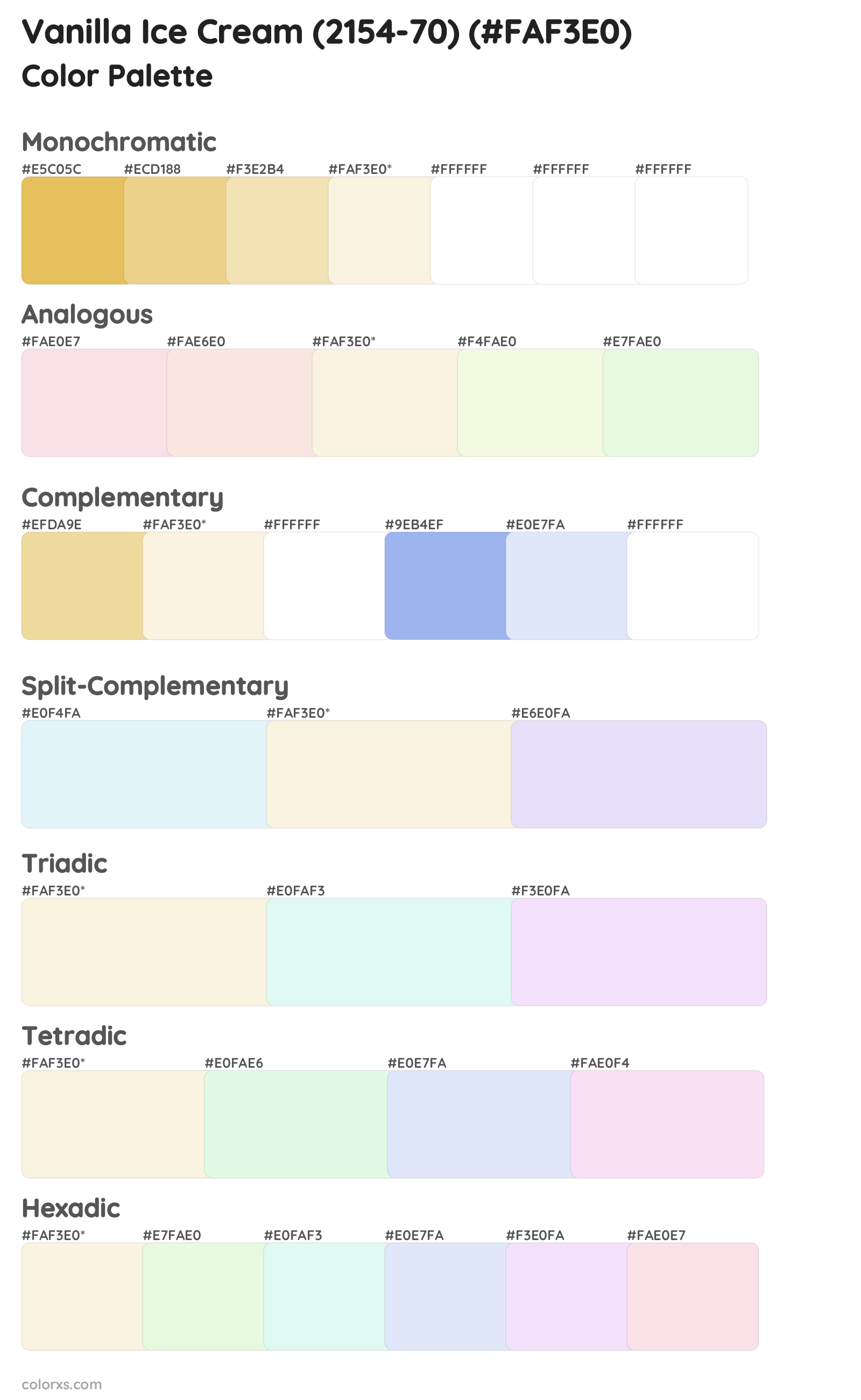 Vanilla Ice Cream (2154-70) Color Scheme Palettes