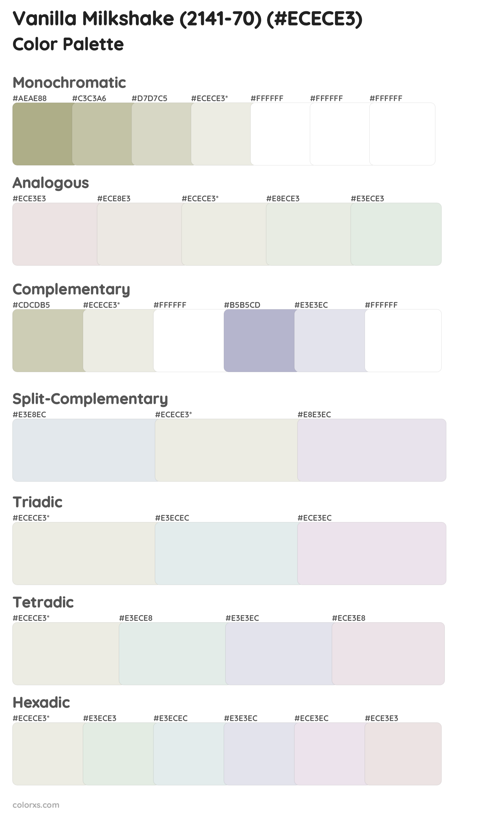 Vanilla Milkshake (2141-70) Color Scheme Palettes