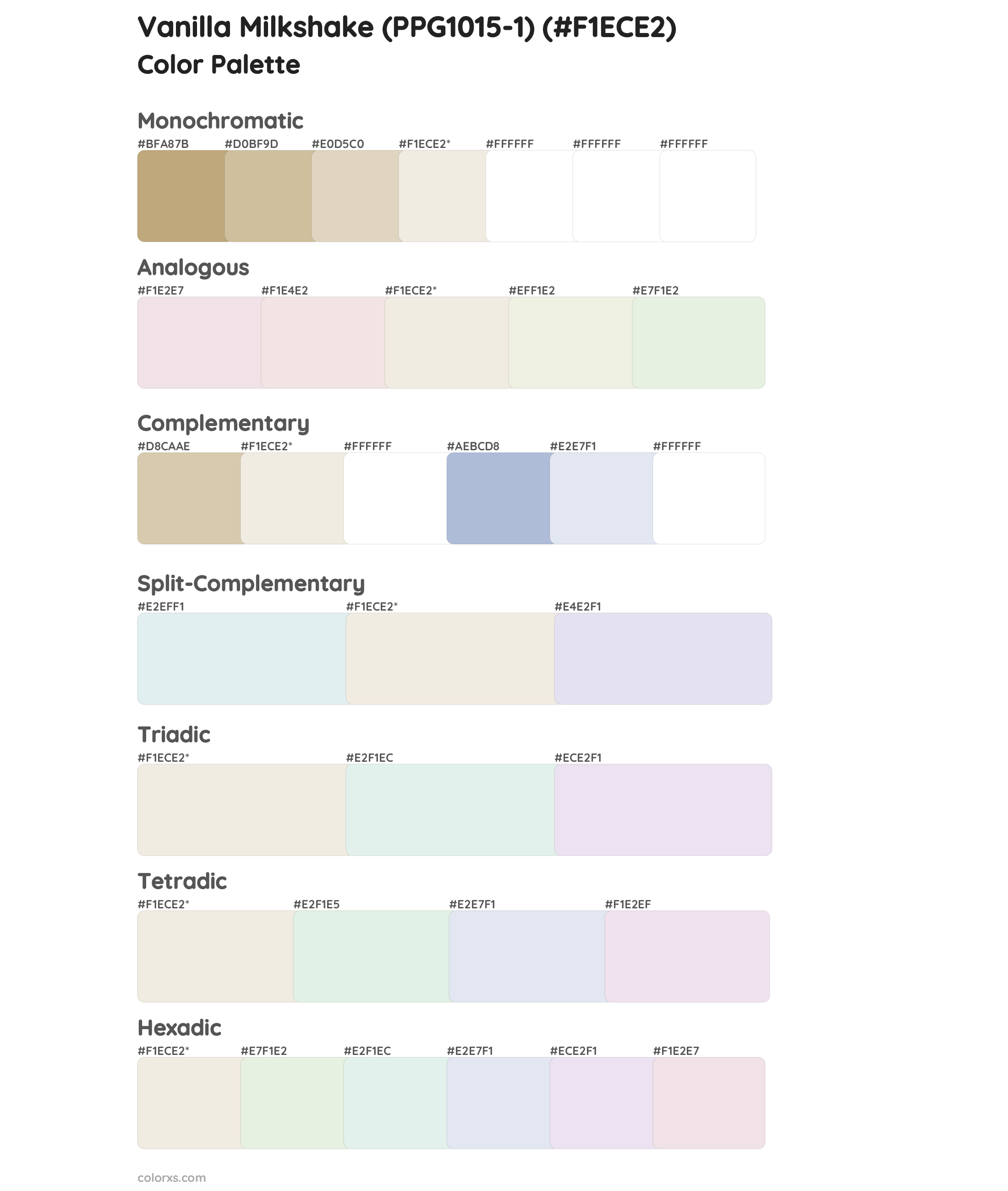 Vanilla Milkshake (PPG1015-1) Color Scheme Palettes