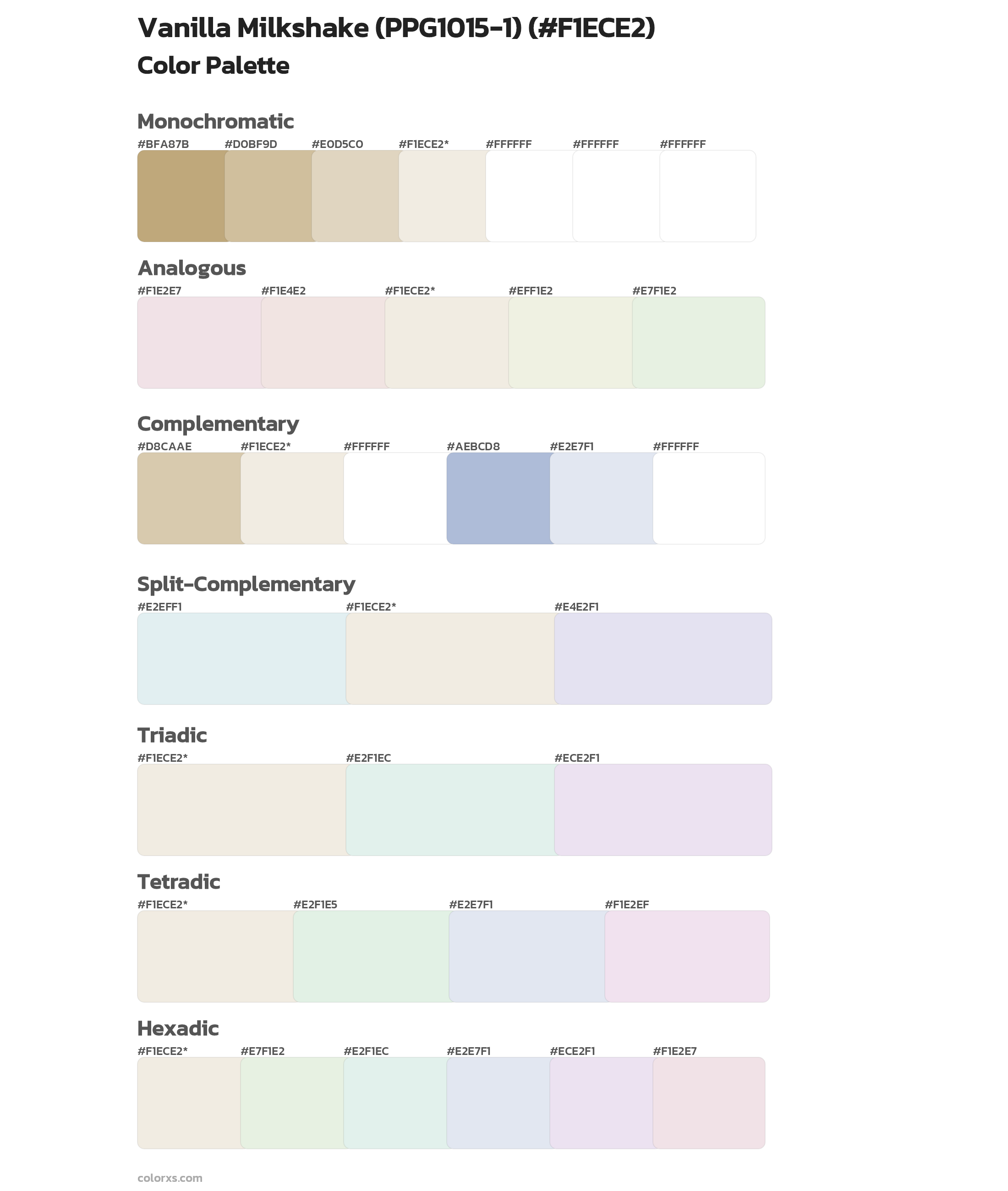 Vanilla Milkshake (PPG1015-1) Color Scheme Palettes