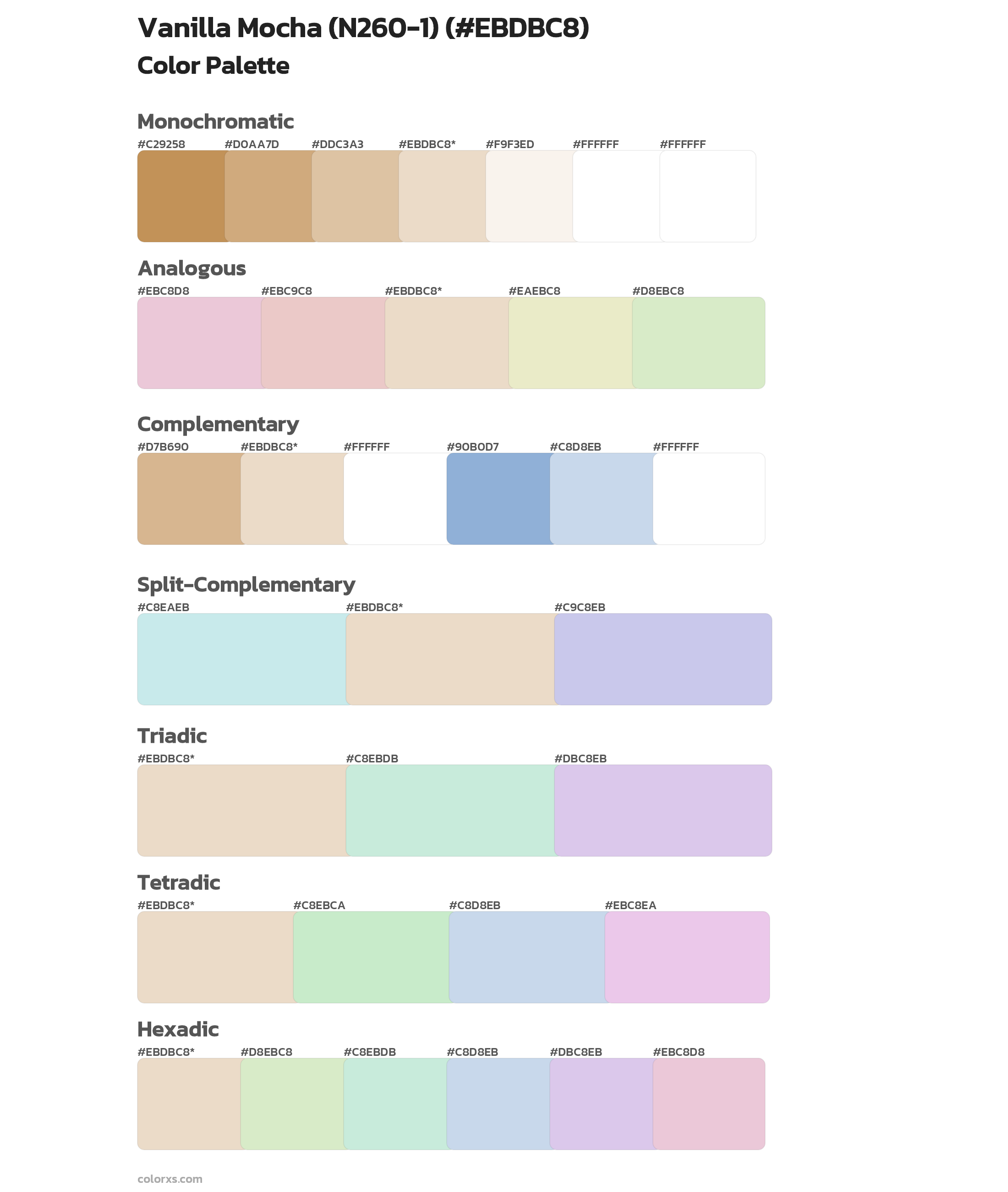 Vanilla Mocha (N260-1) Color Scheme Palettes