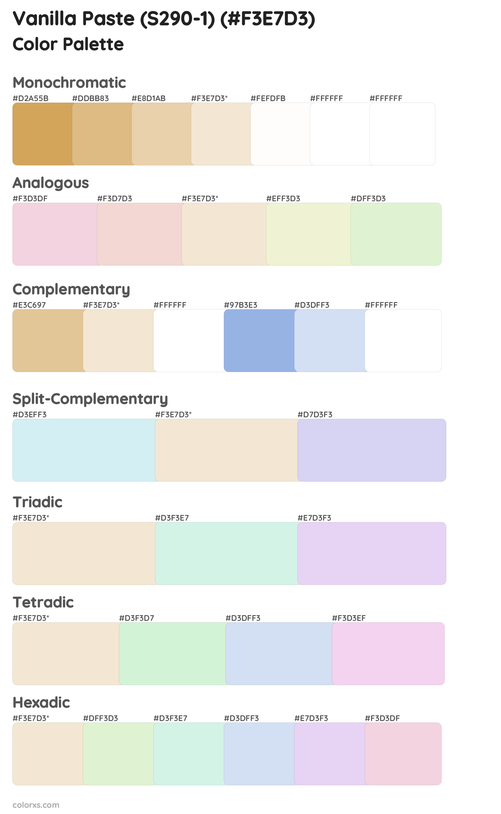 Vanilla Paste (S290-1) Color Scheme Palettes