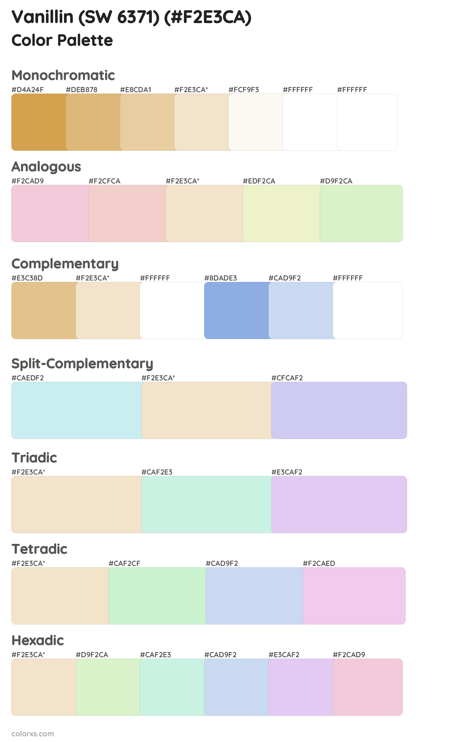 Vanillin (SW 6371) Color Scheme Palettes