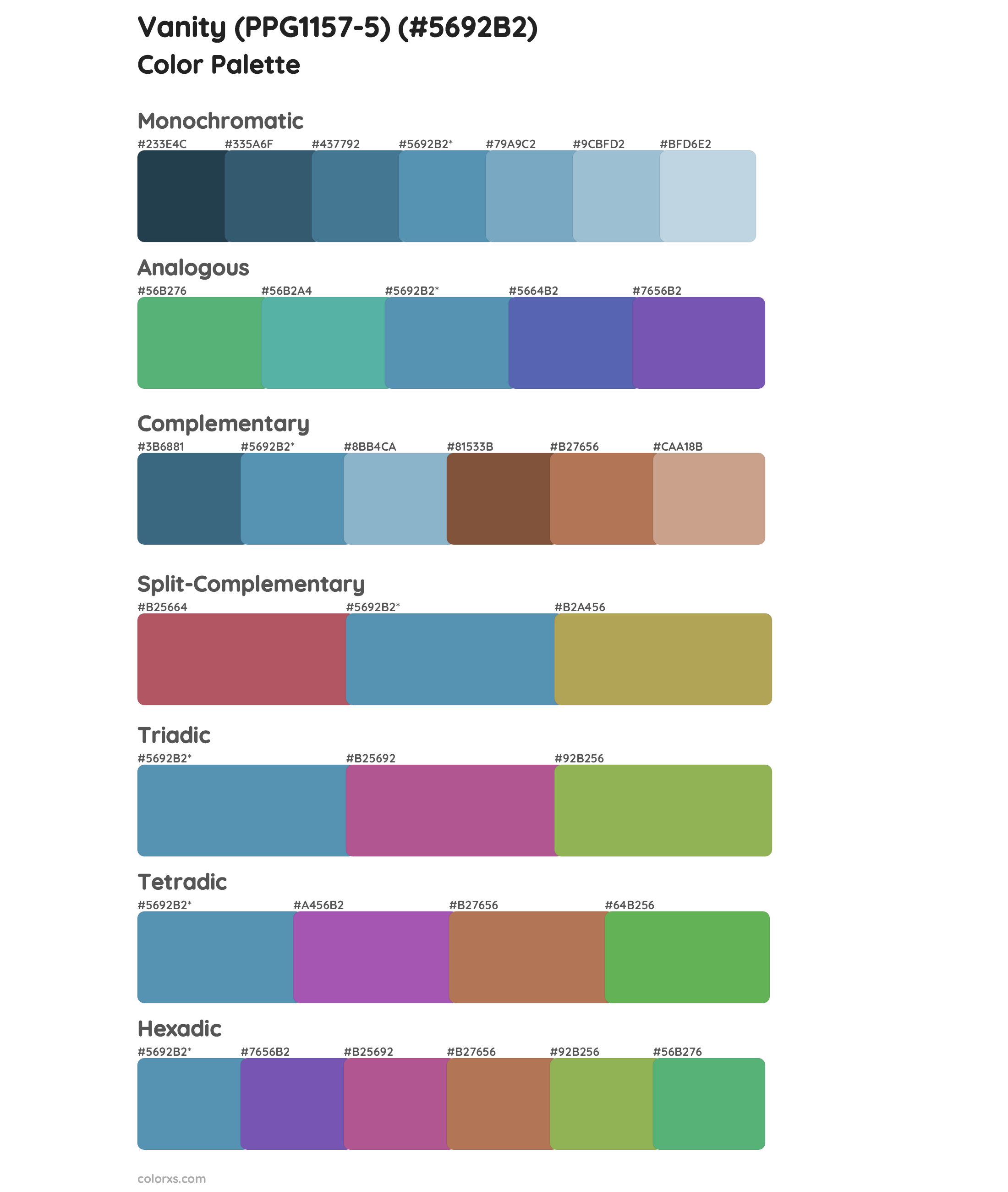 Vanity (PPG1157-5) Color Scheme Palettes