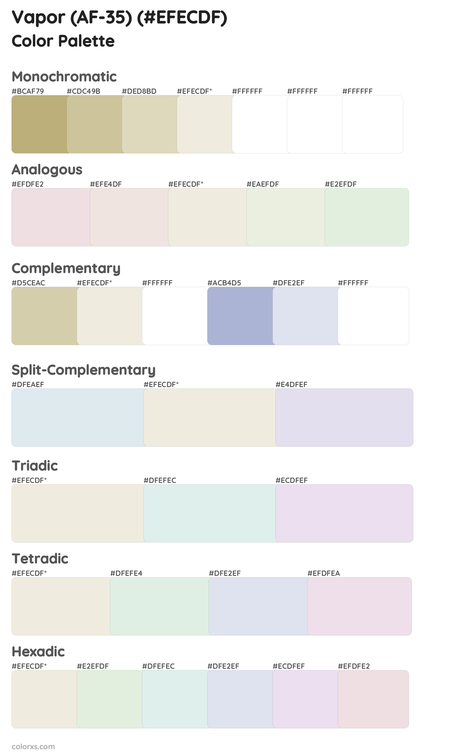 Vapor (AF-35) Color Scheme Palettes