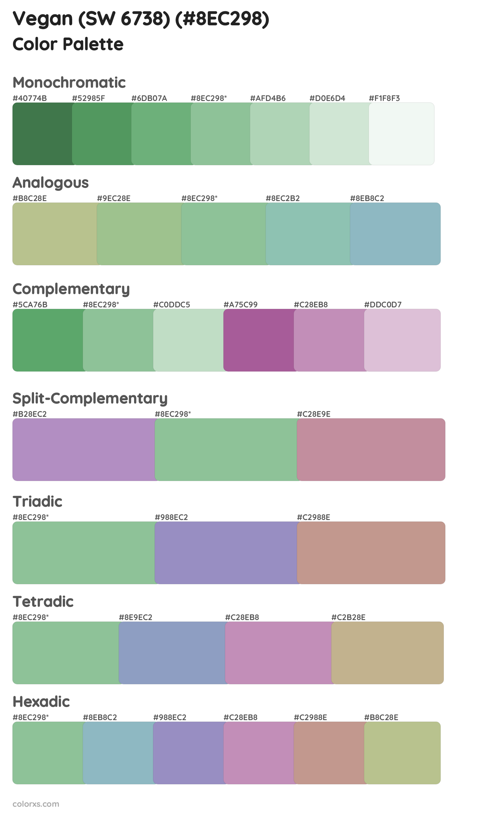 Vegan (SW 6738) Color Scheme Palettes