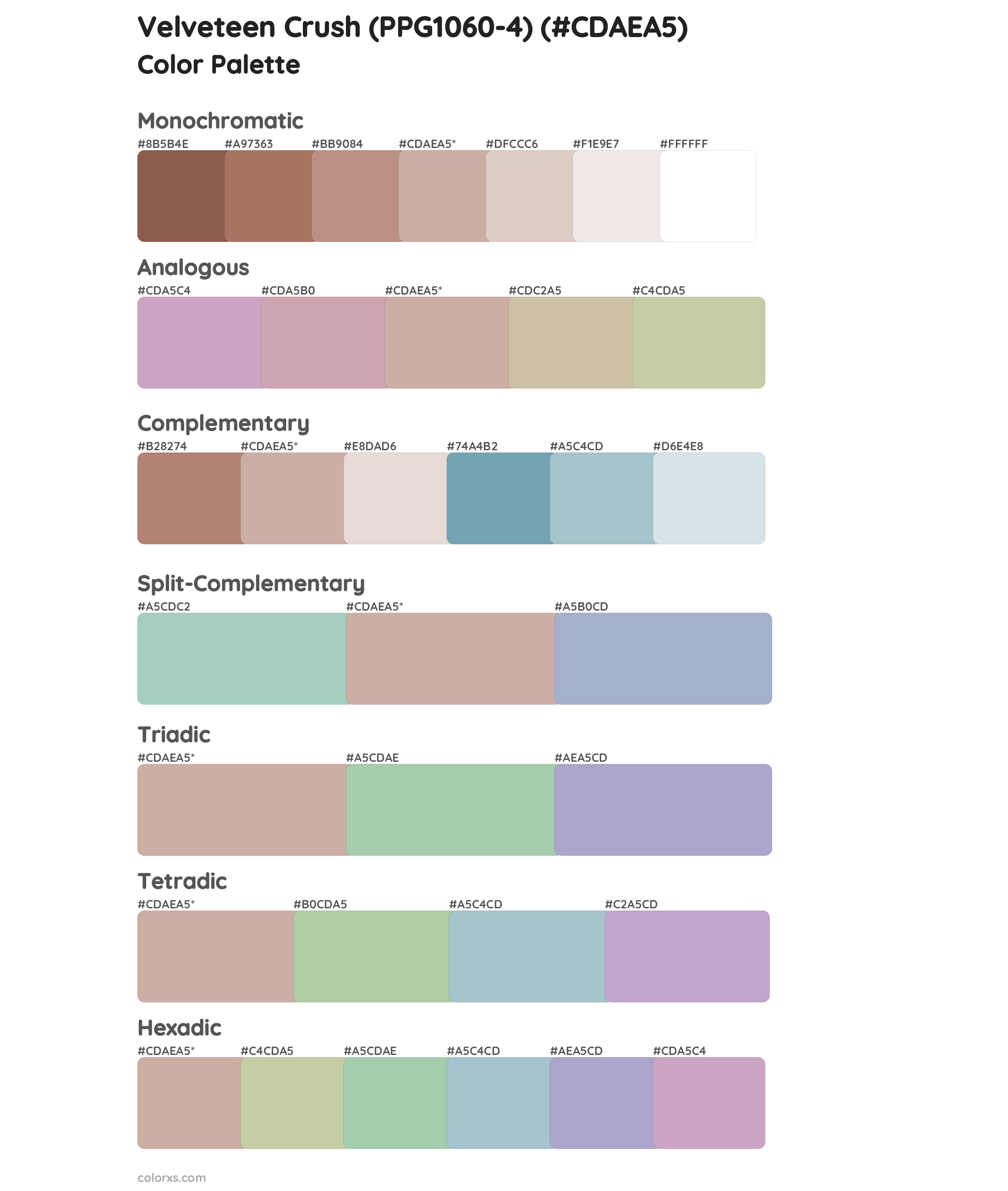 Velveteen Crush (PPG1060-4) Color Scheme Palettes