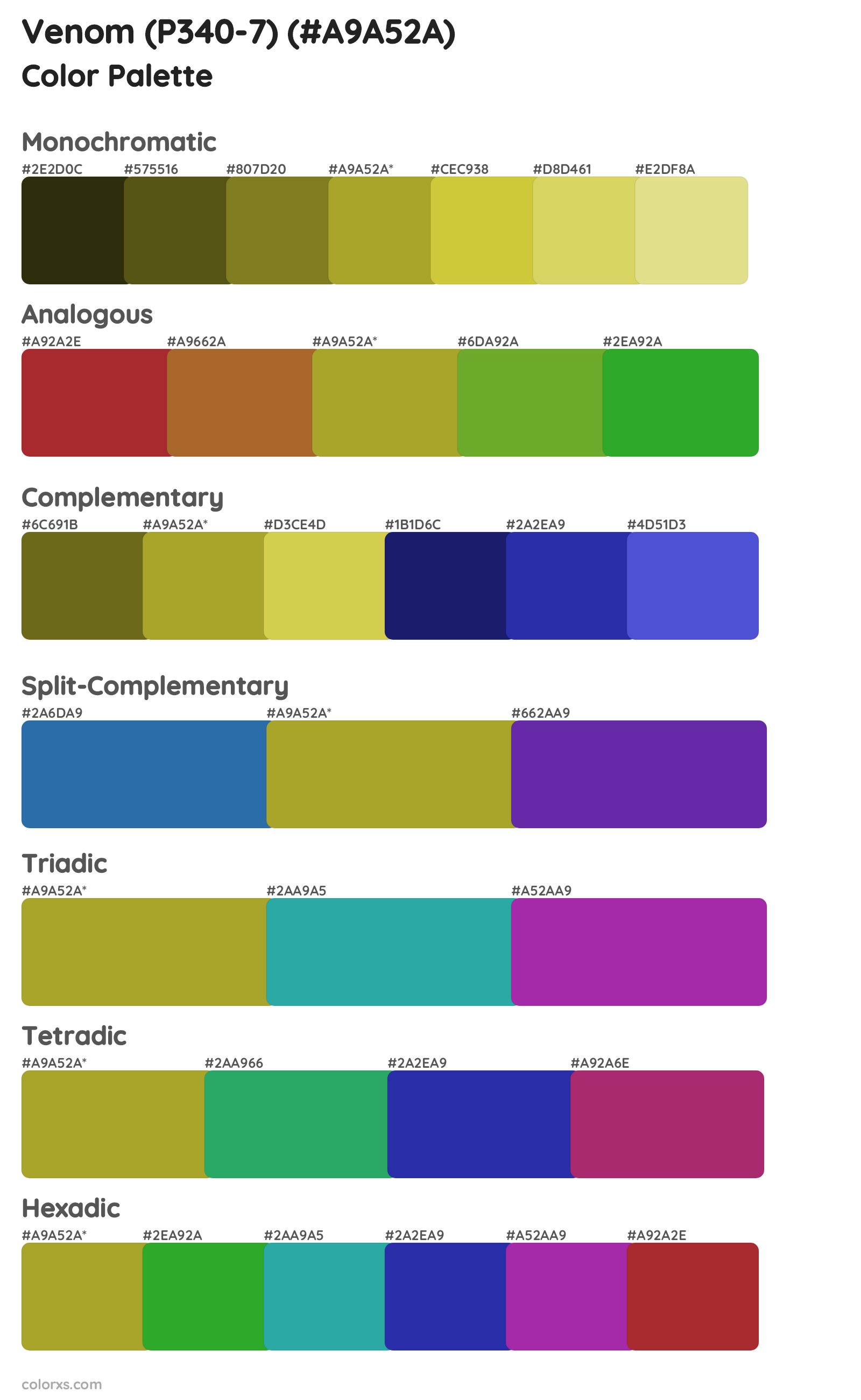 Venom (P340-7) Color Scheme Palettes