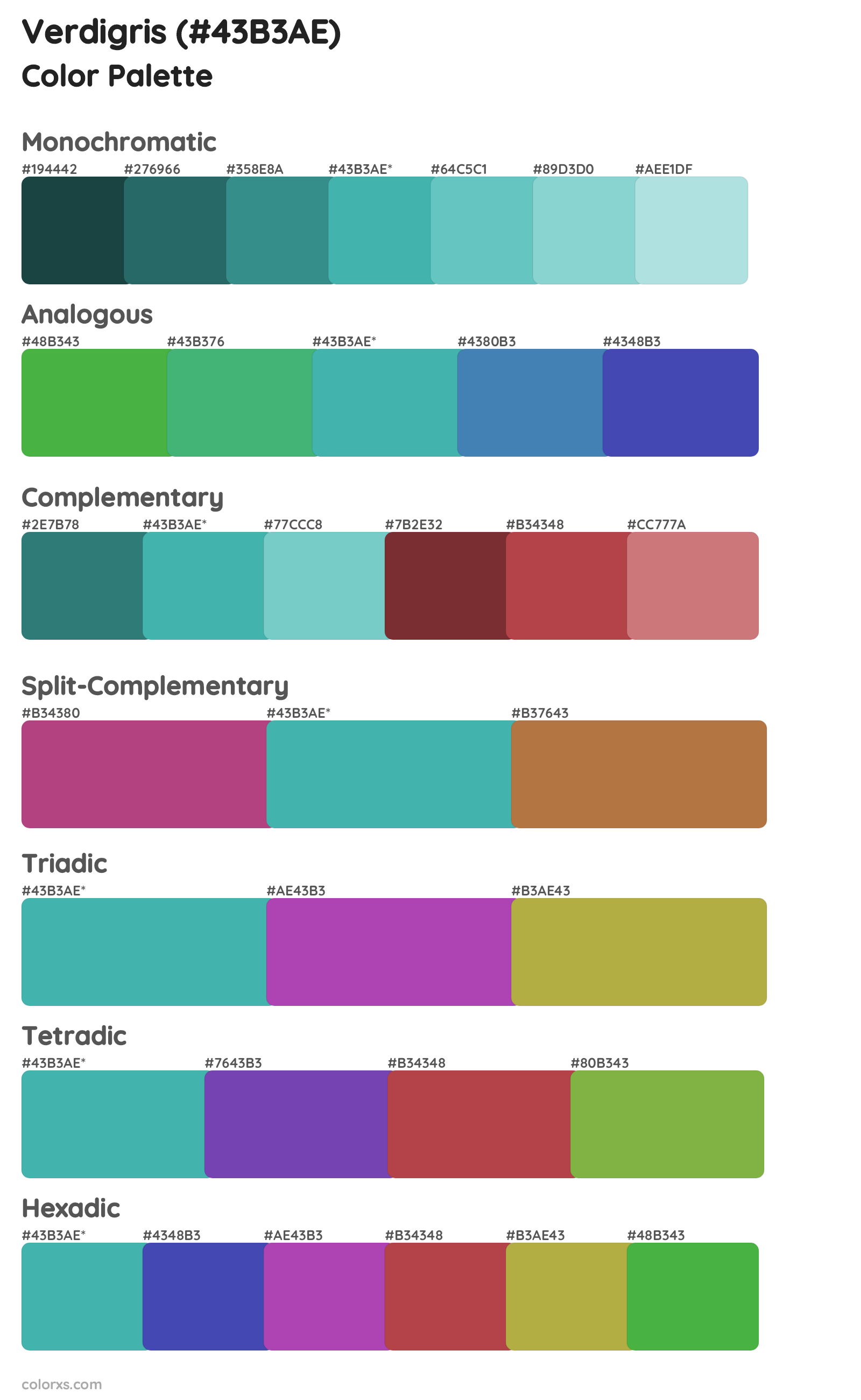 Verdigris Color Scheme Palettes