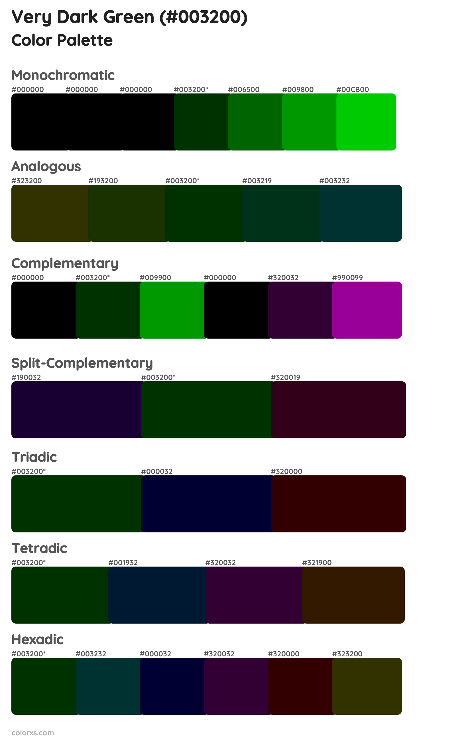 Very Dark Green Color Scheme Palettes