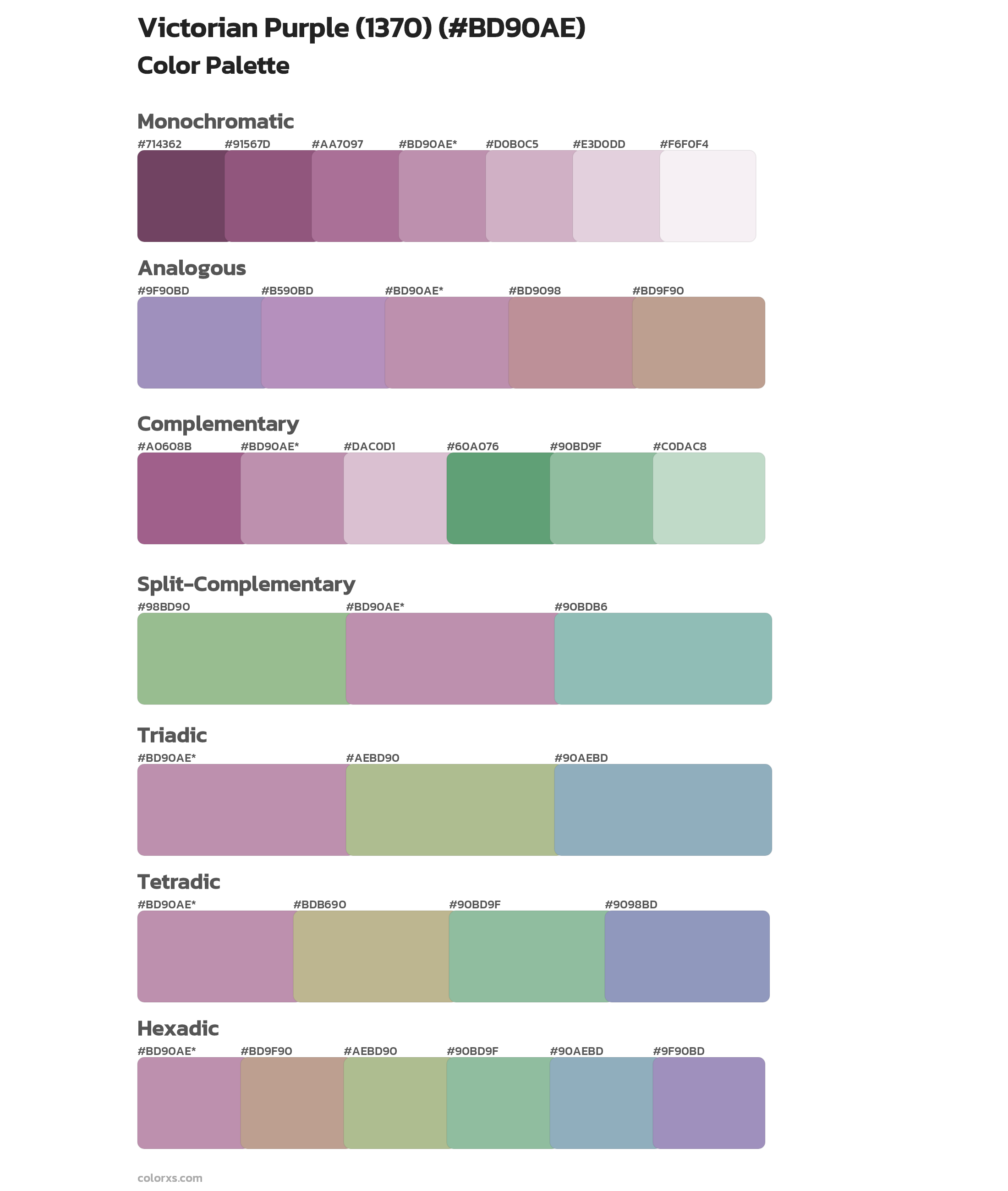 Victorian Purple (1370) Color Scheme Palettes