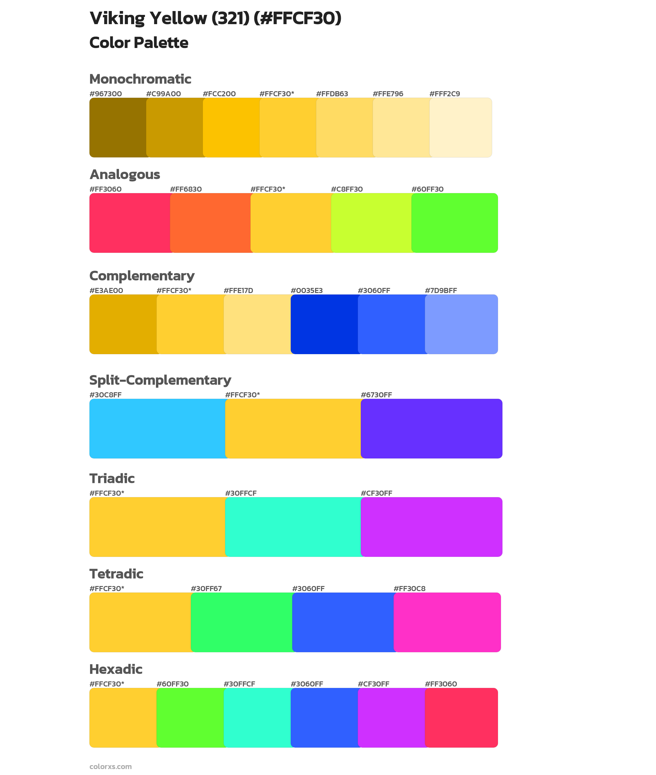 Viking Yellow (321) Color Scheme Palettes