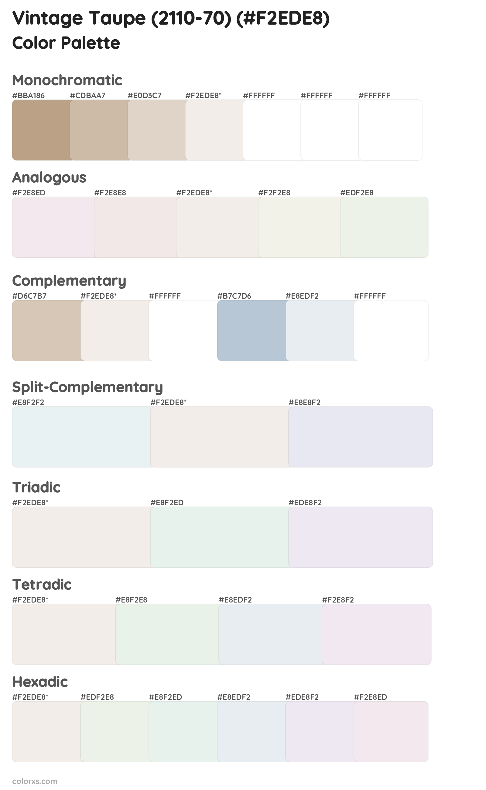 Vintage Taupe (2110-70) Color Scheme Palettes
