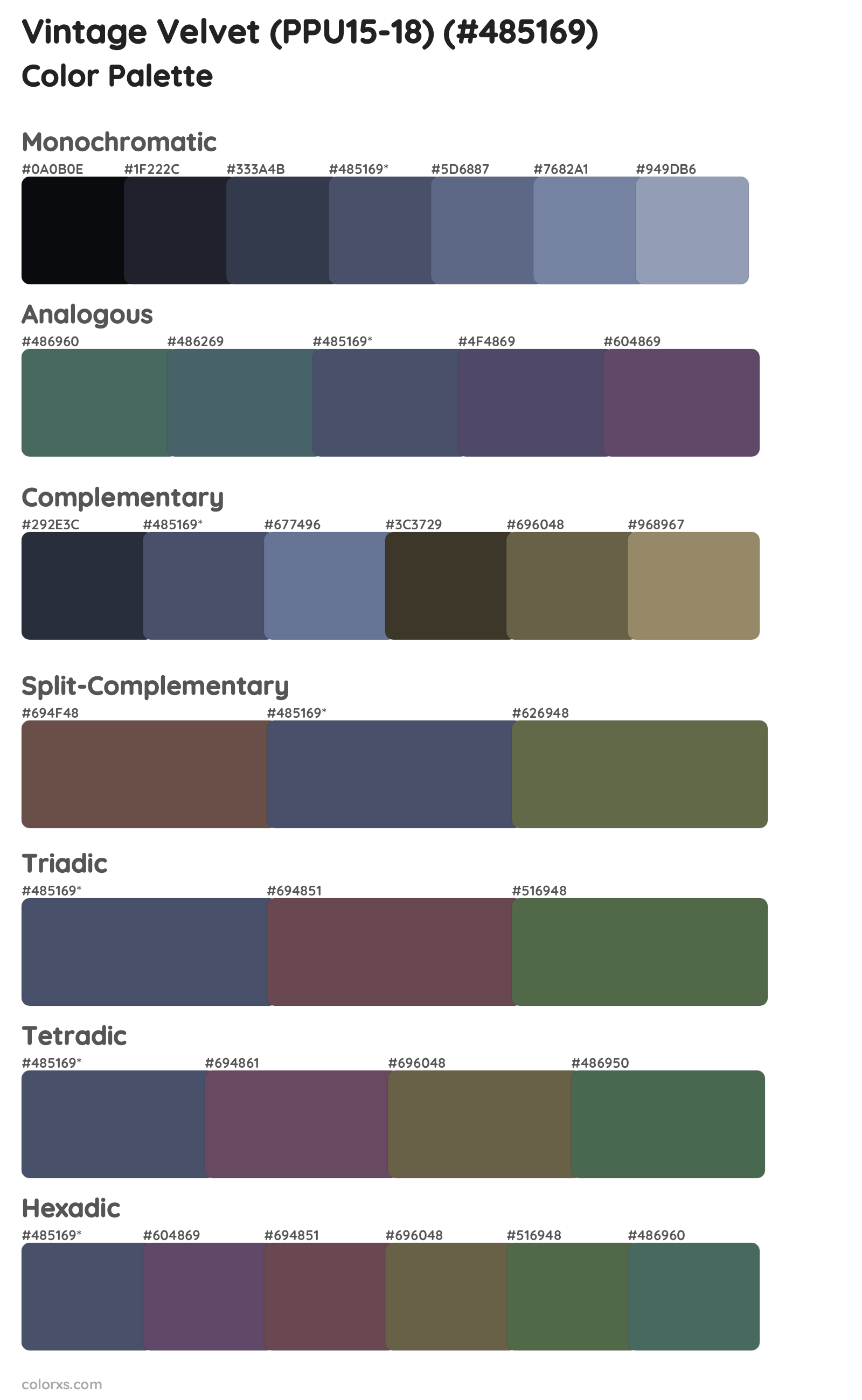 Vintage Velvet (PPU15-18) Color Scheme Palettes