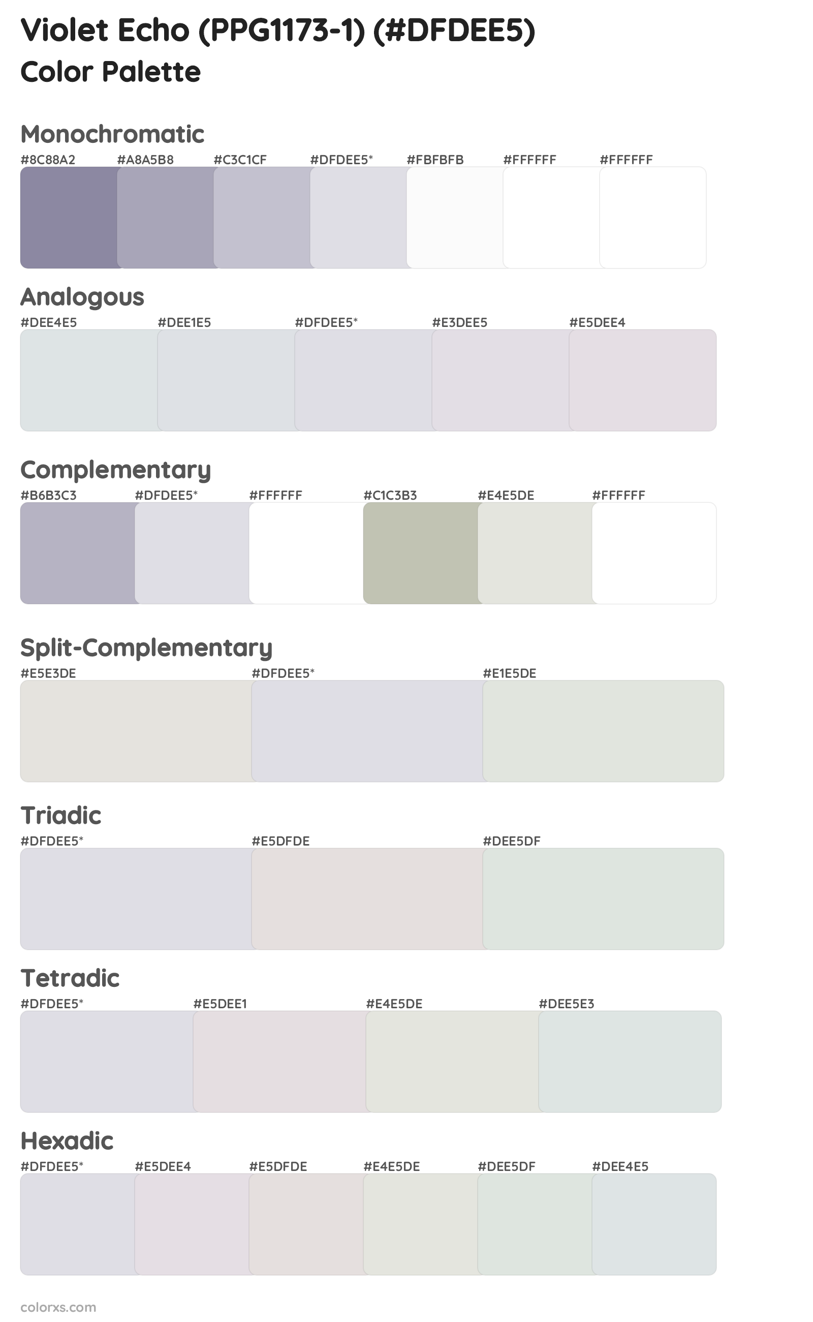 Violet Echo (PPG1173-1) Color Scheme Palettes