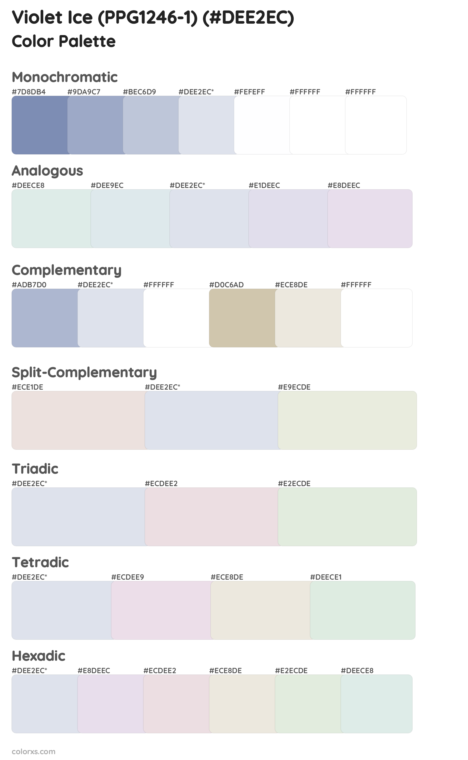 Violet Ice (PPG1246-1) Color Scheme Palettes