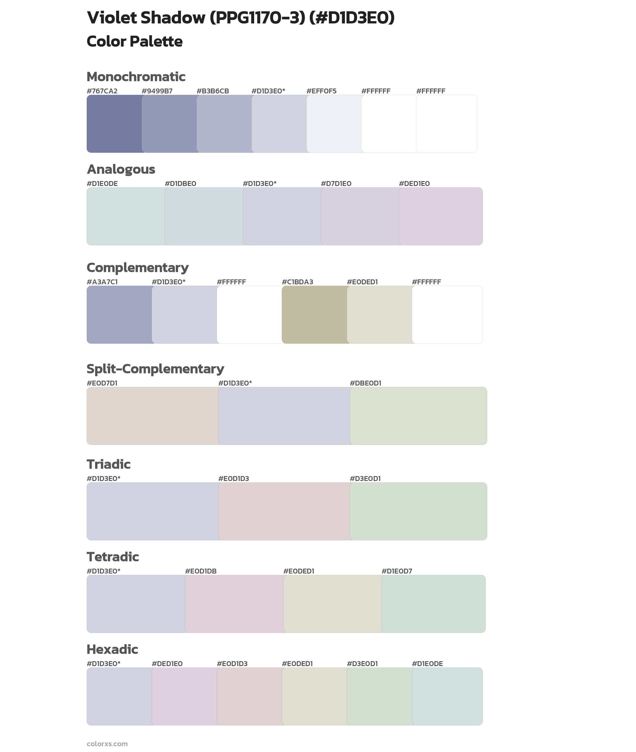 Violet Shadow (PPG1170-3) Color Scheme Palettes