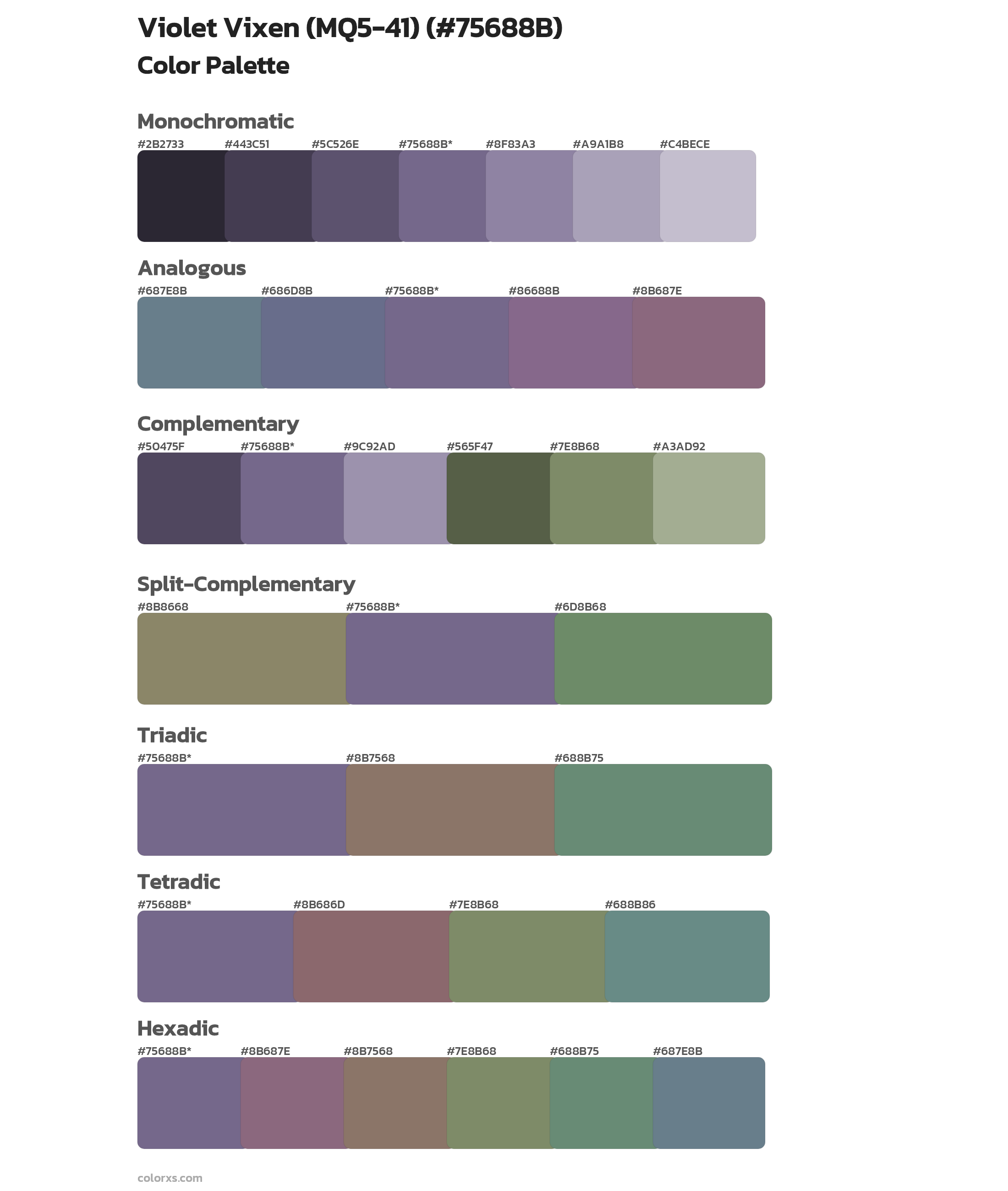 Violet Vixen (MQ5-41) Color Scheme Palettes