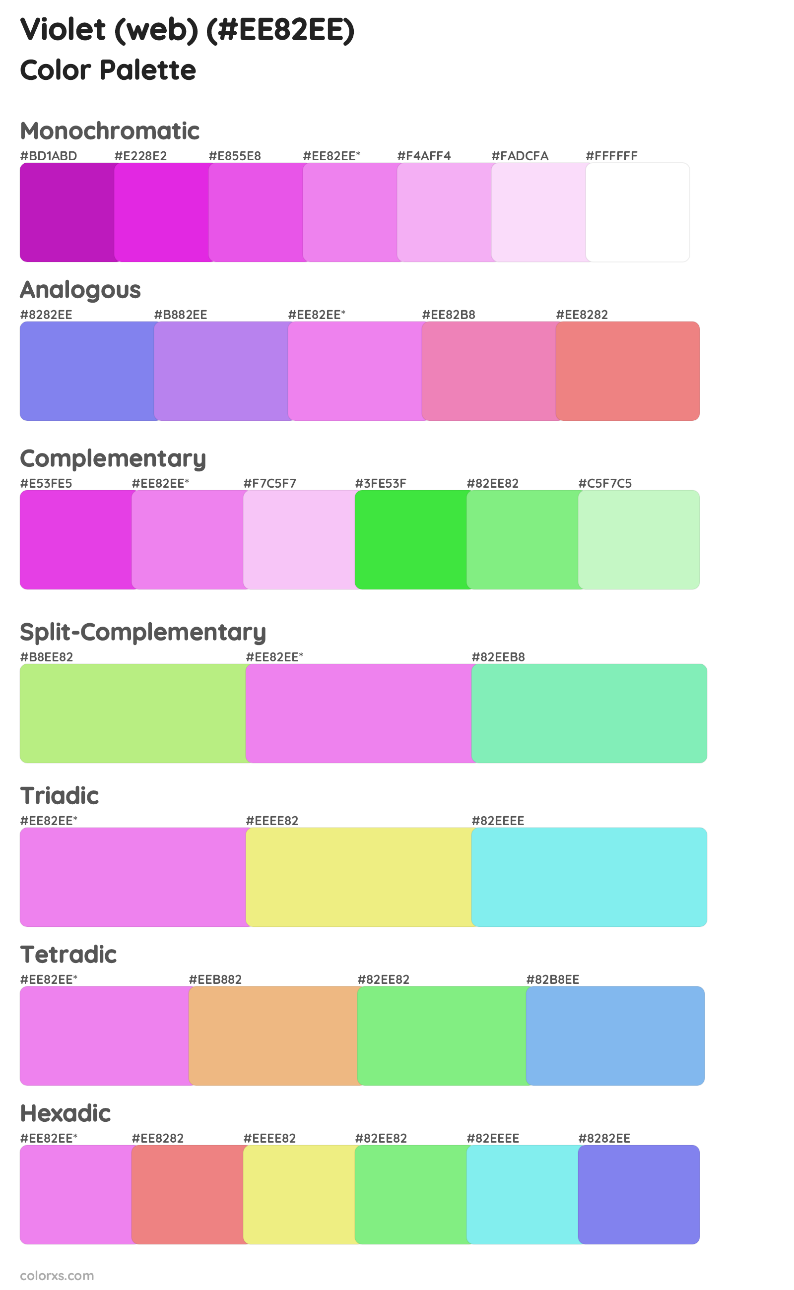 Violet (web) Color Scheme Palettes
