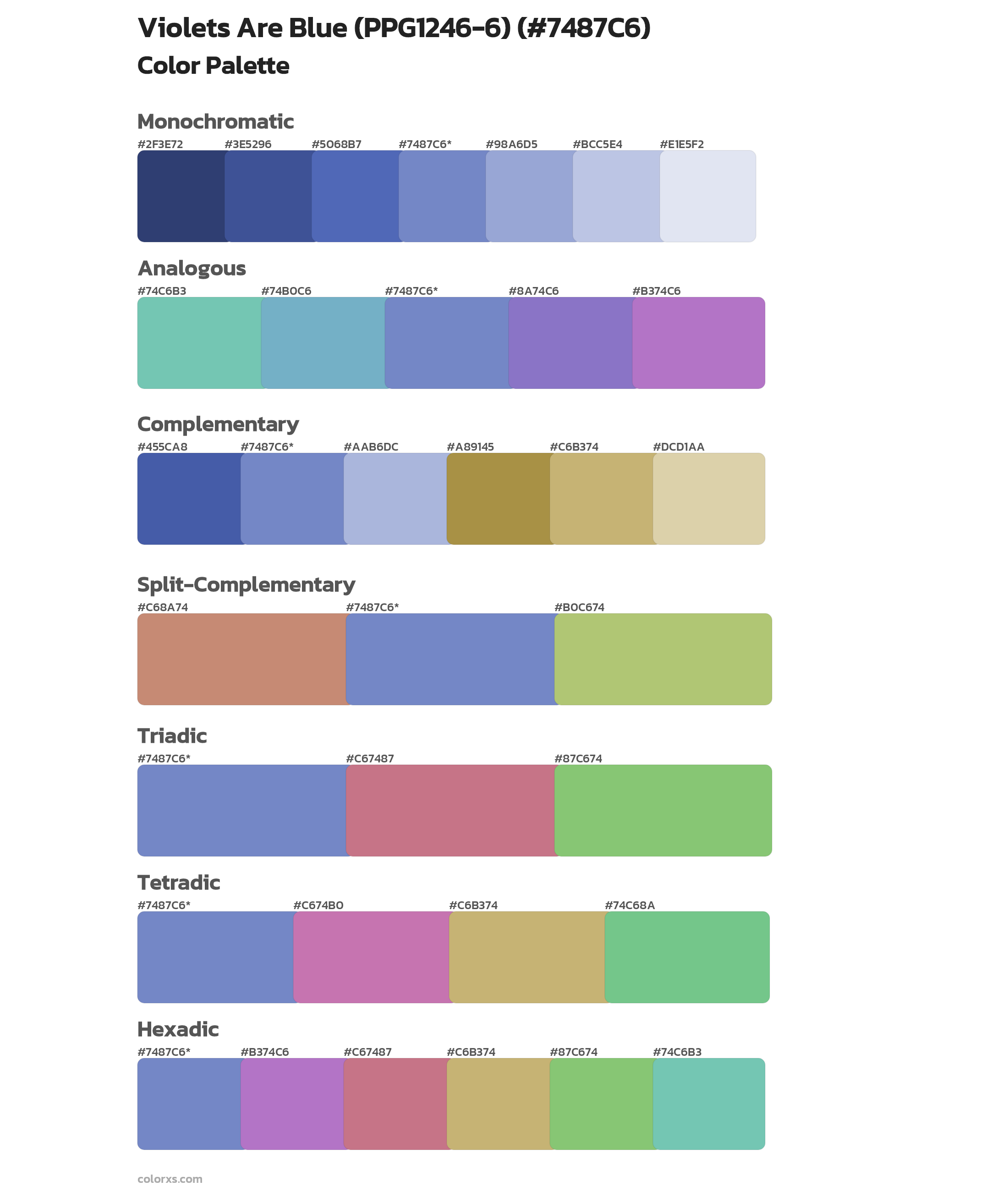 Violets Are Blue (PPG1246-6) Color Scheme Palettes