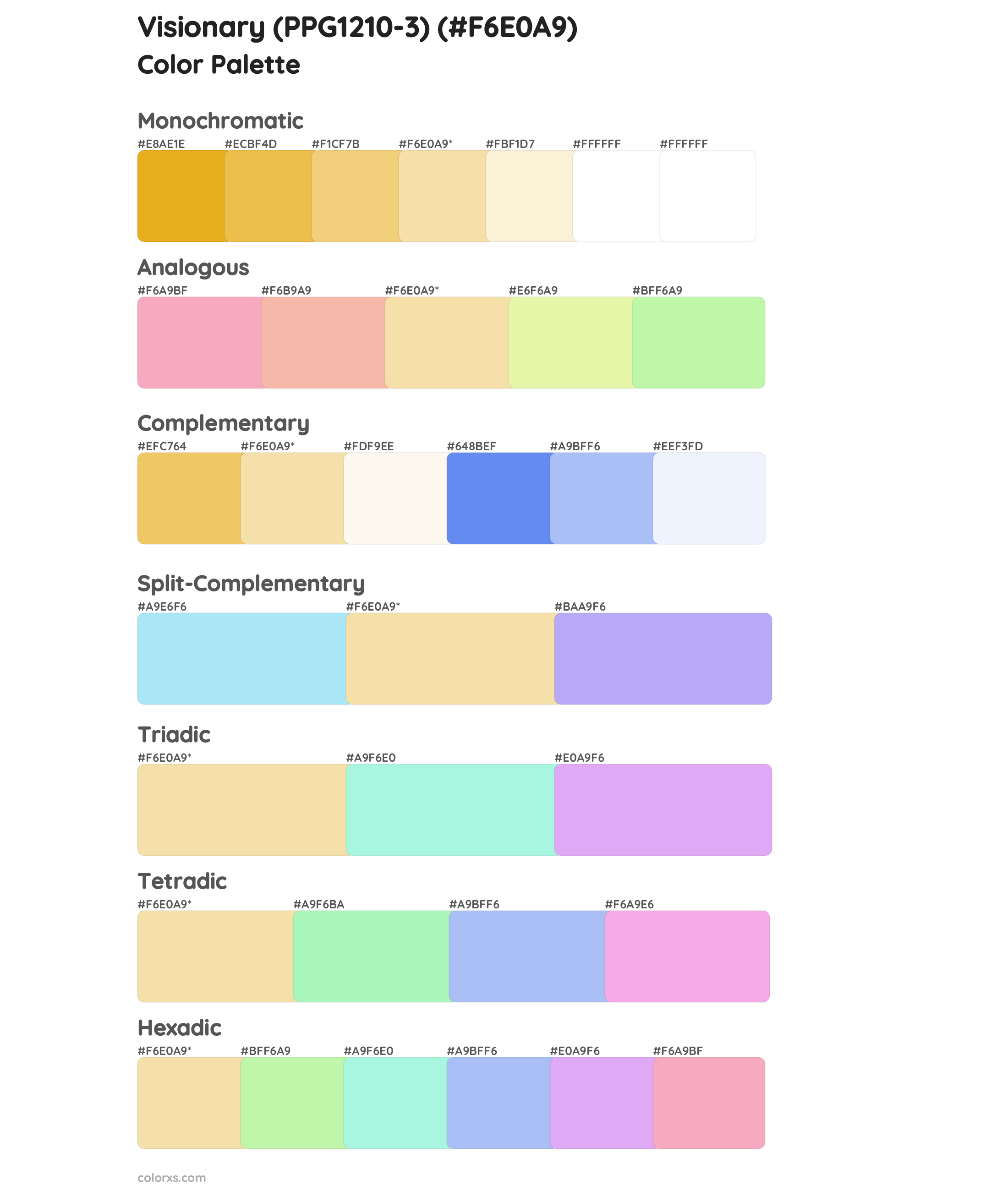 Visionary (PPG1210-3) Color Scheme Palettes