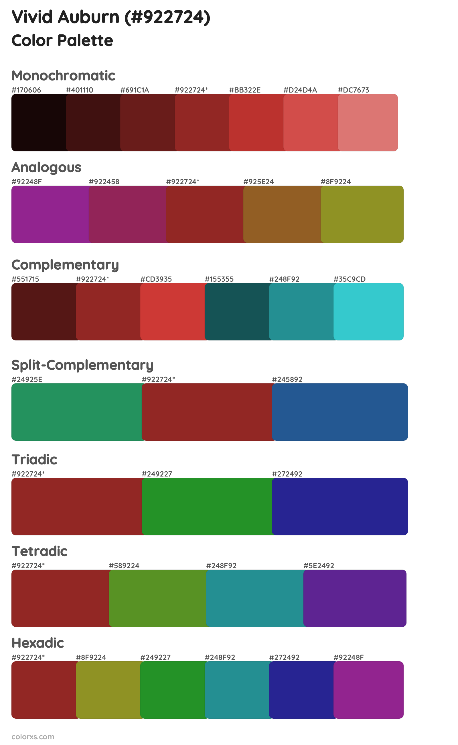 Vivid Auburn Color Scheme Palettes