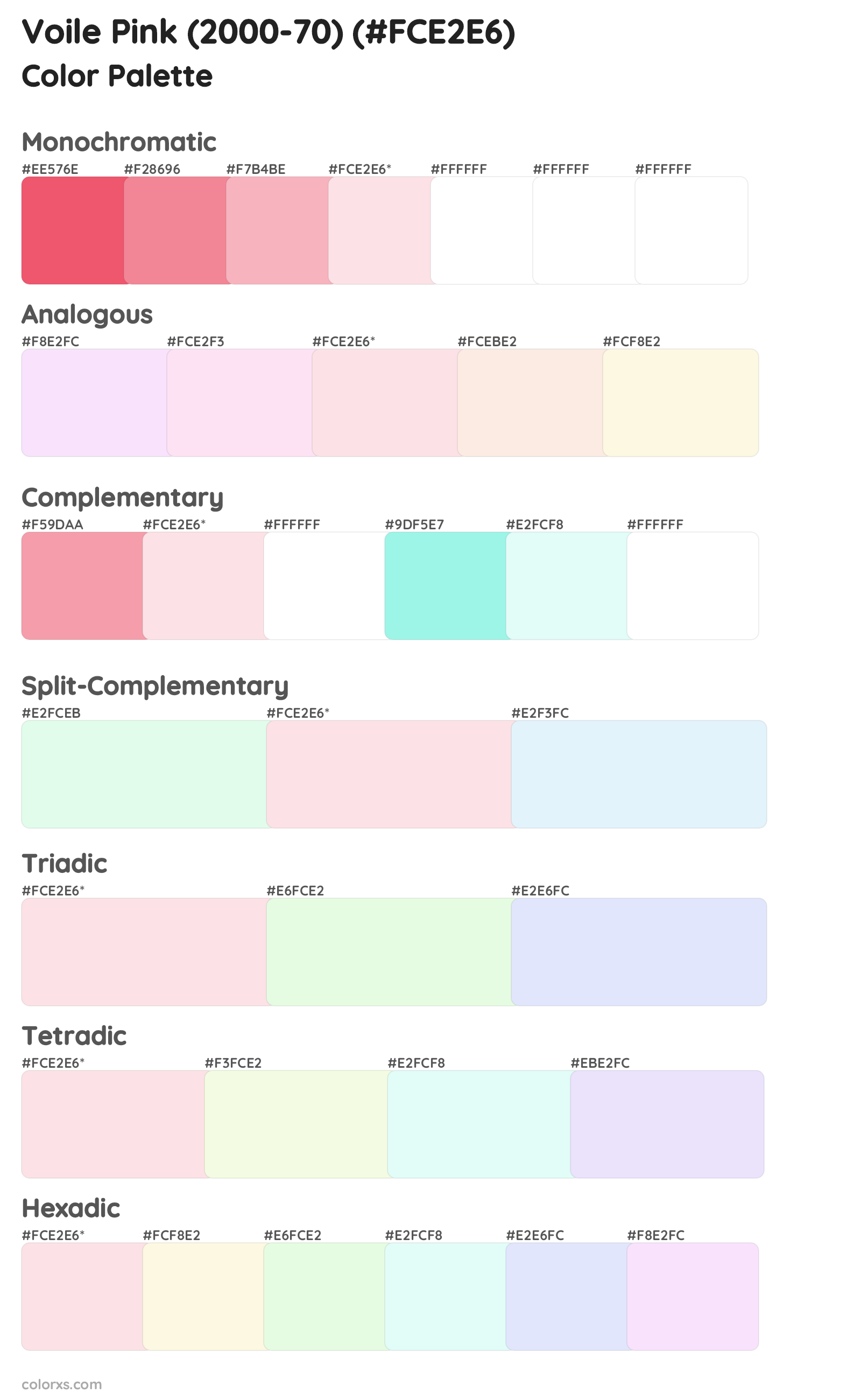 Voile Pink (2000-70) Color Scheme Palettes