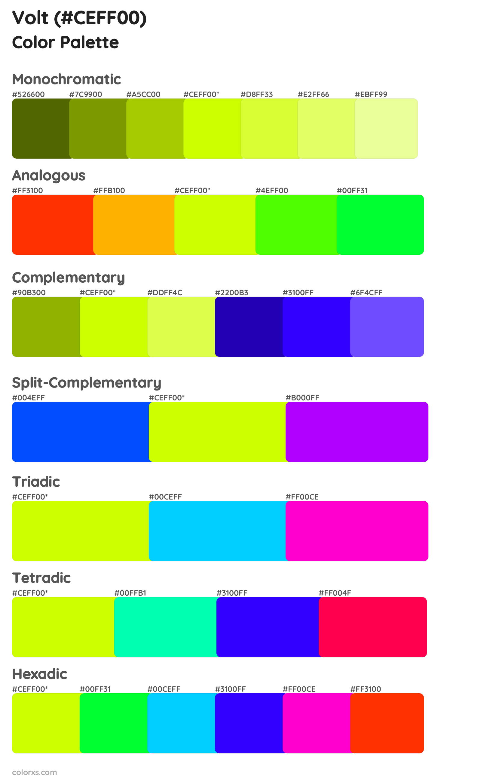 Volt Color Scheme Palettes