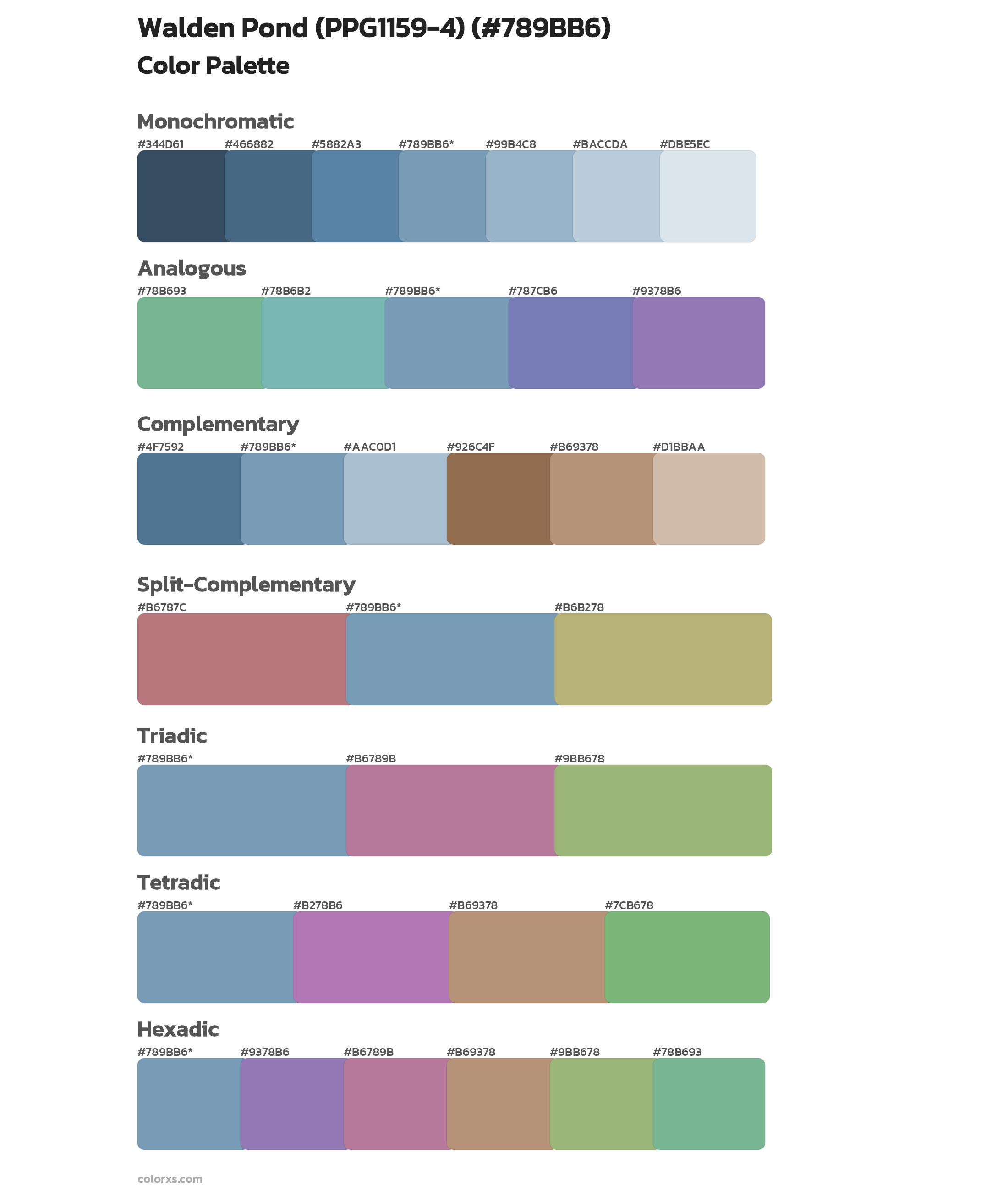 Walden Pond (PPG1159-4) Color Scheme Palettes