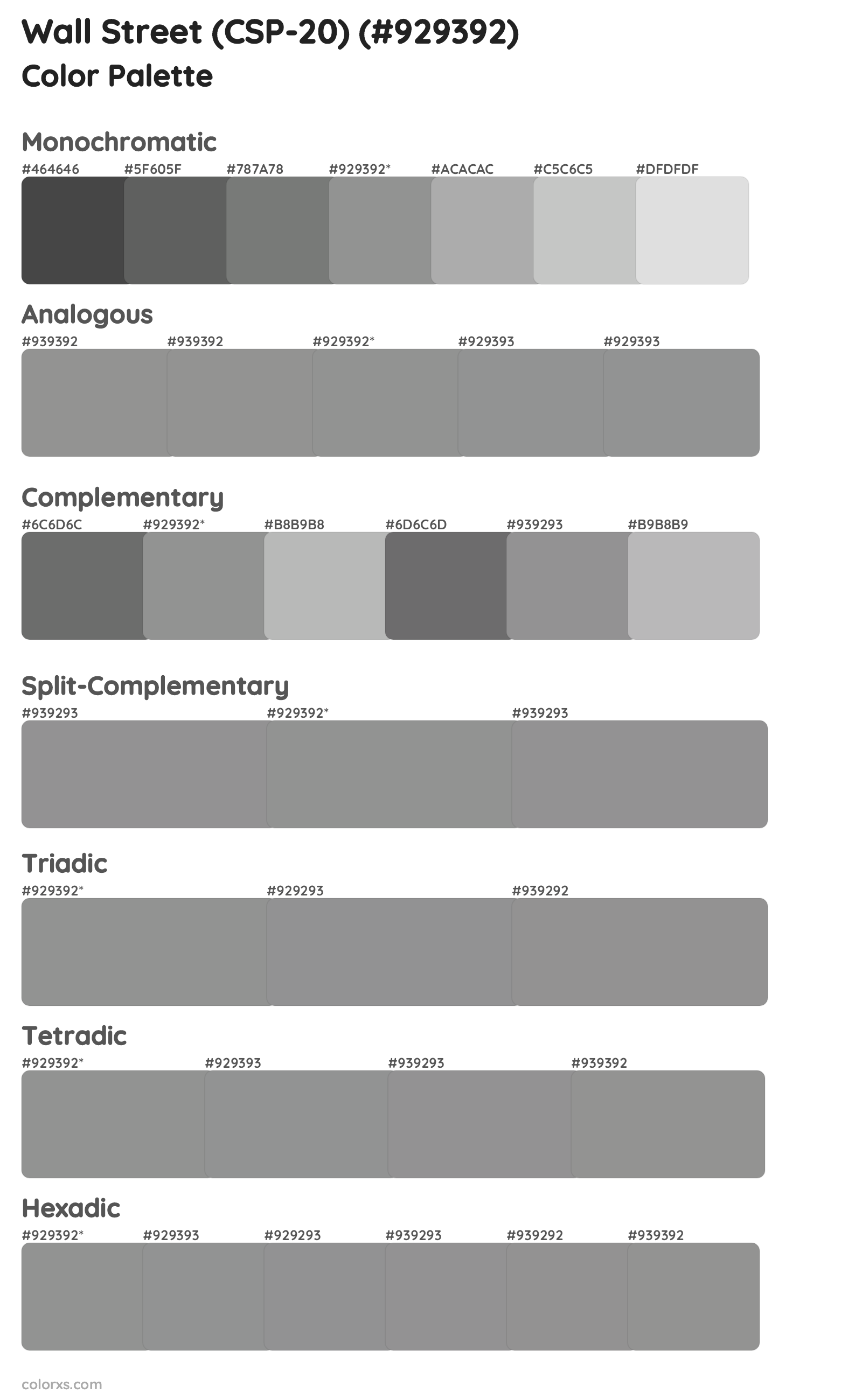 Wall Street (CSP-20) Color Scheme Palettes