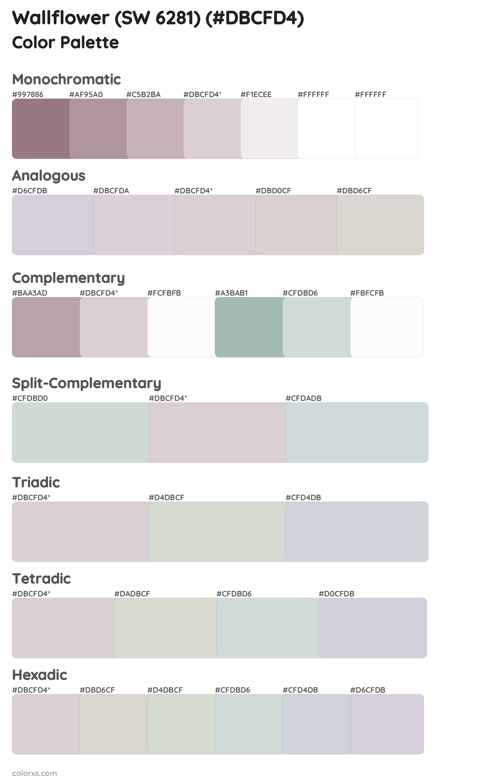 Wallflower (SW 6281) Color Scheme Palettes