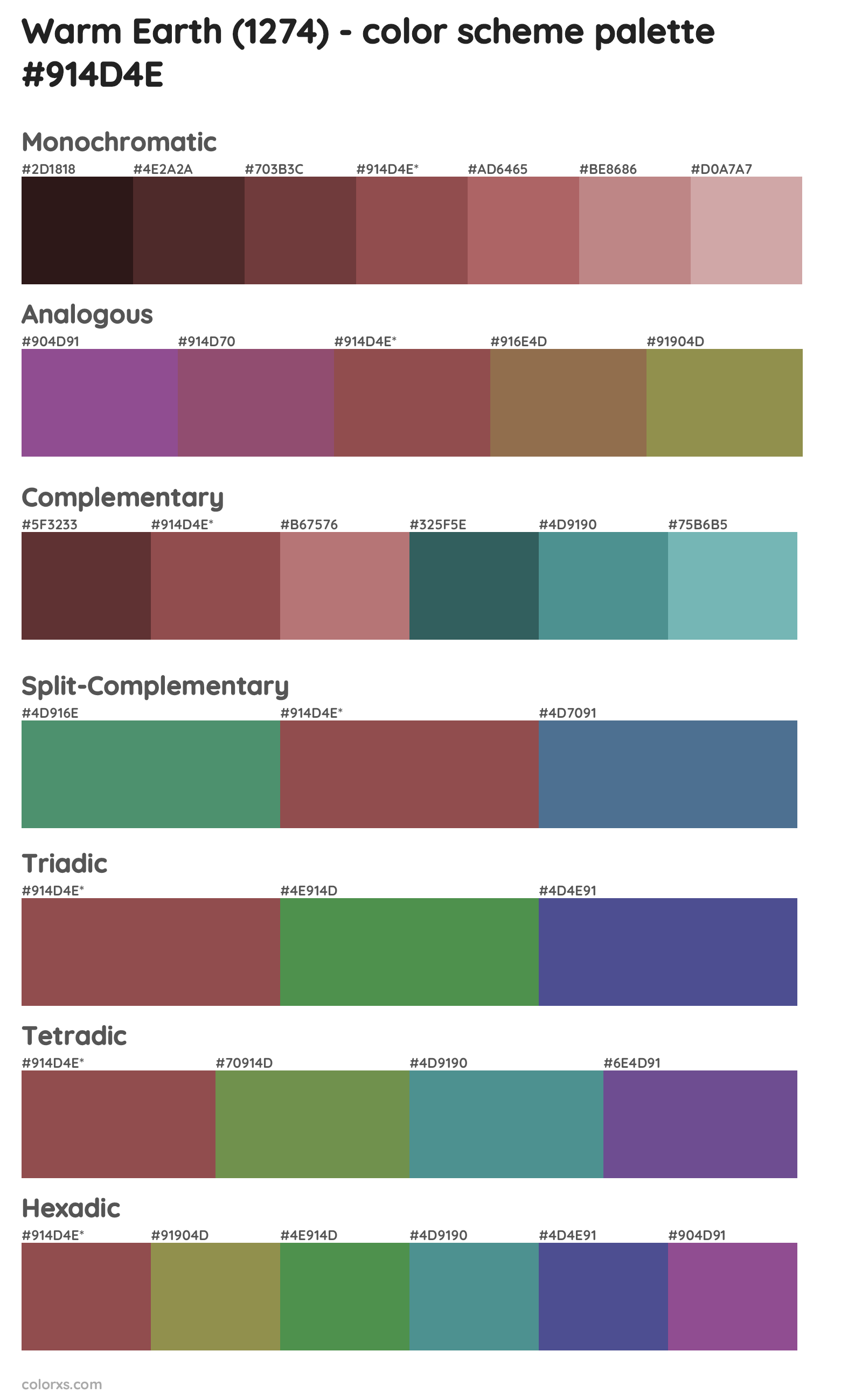 Warm Earth (1274) Color Scheme Palettes