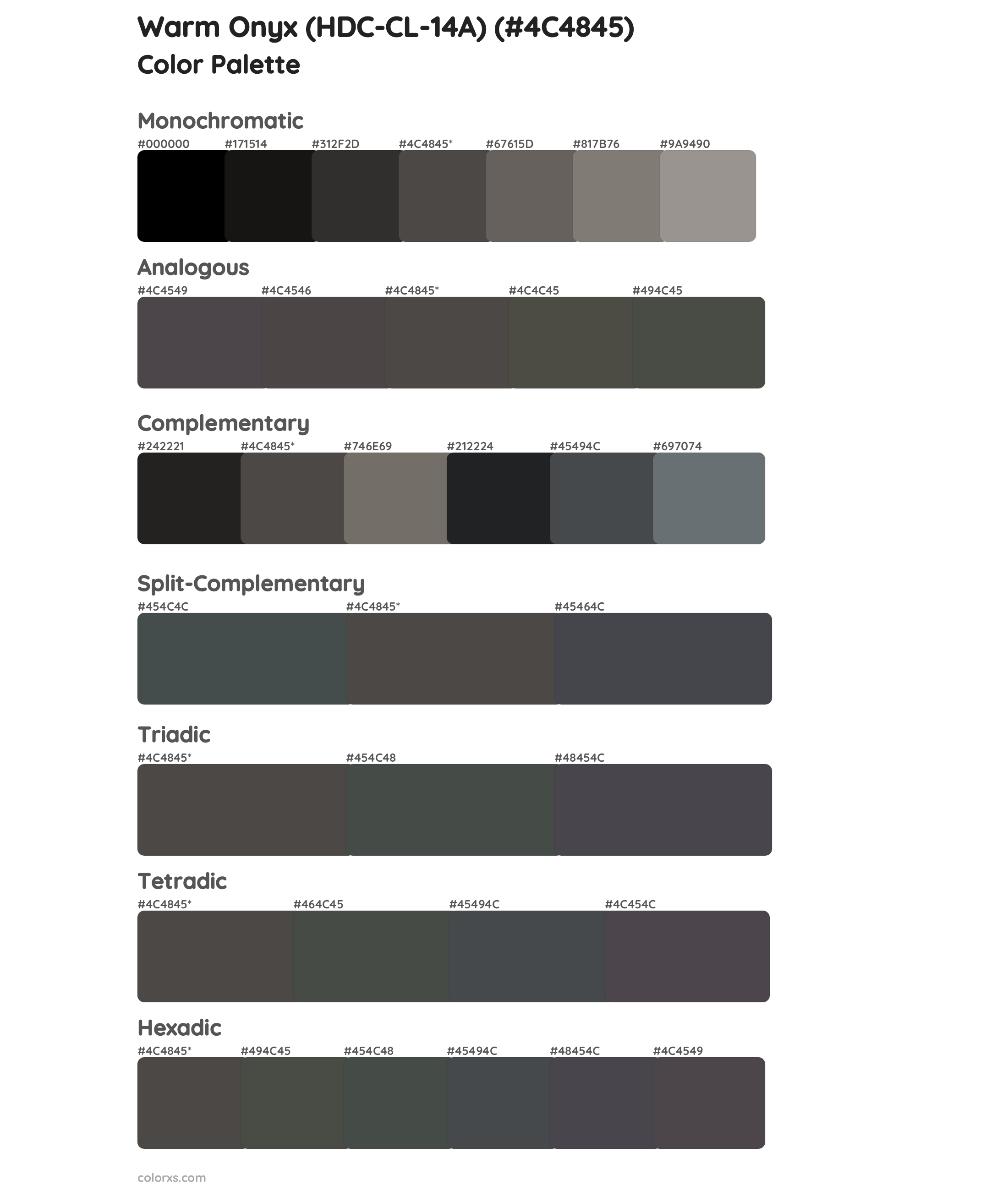 Warm Onyx (HDC-CL-14A) Color Scheme Palettes