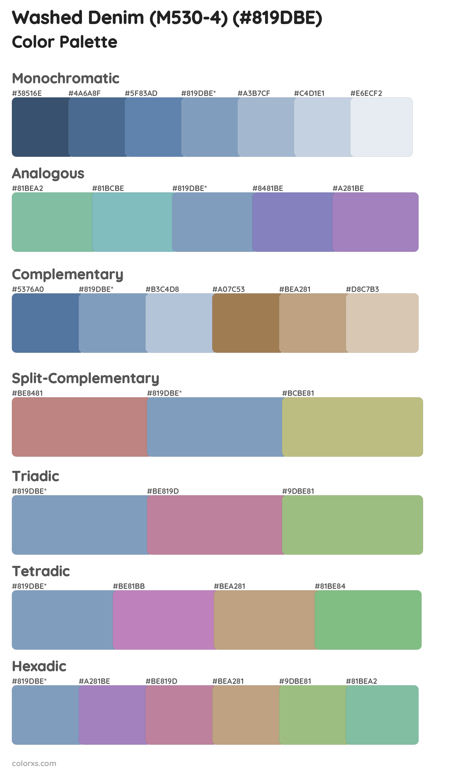 Washed Denim (M530-4) Color Scheme Palettes