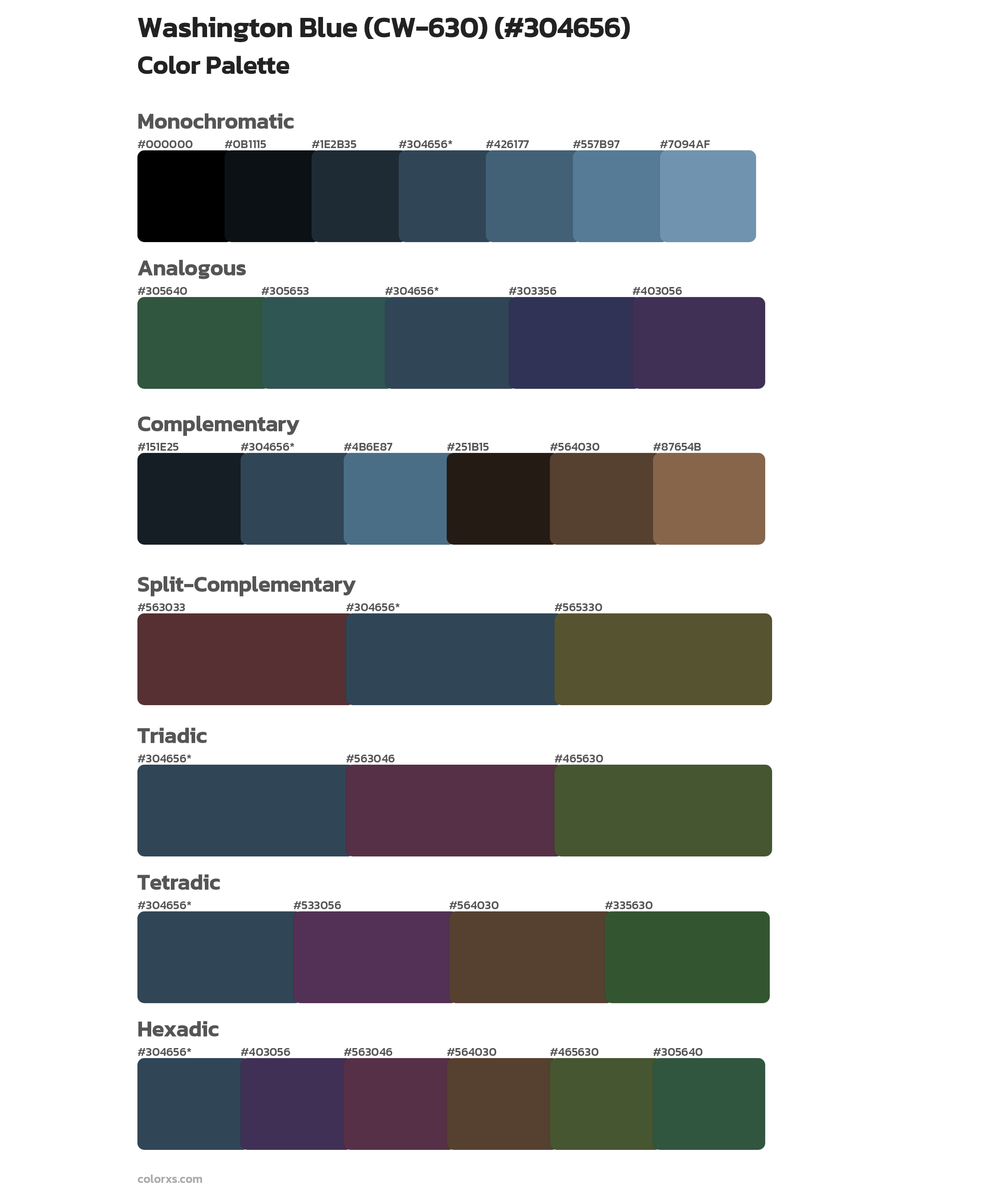 Washington Blue (CW-630) Color Scheme Palettes