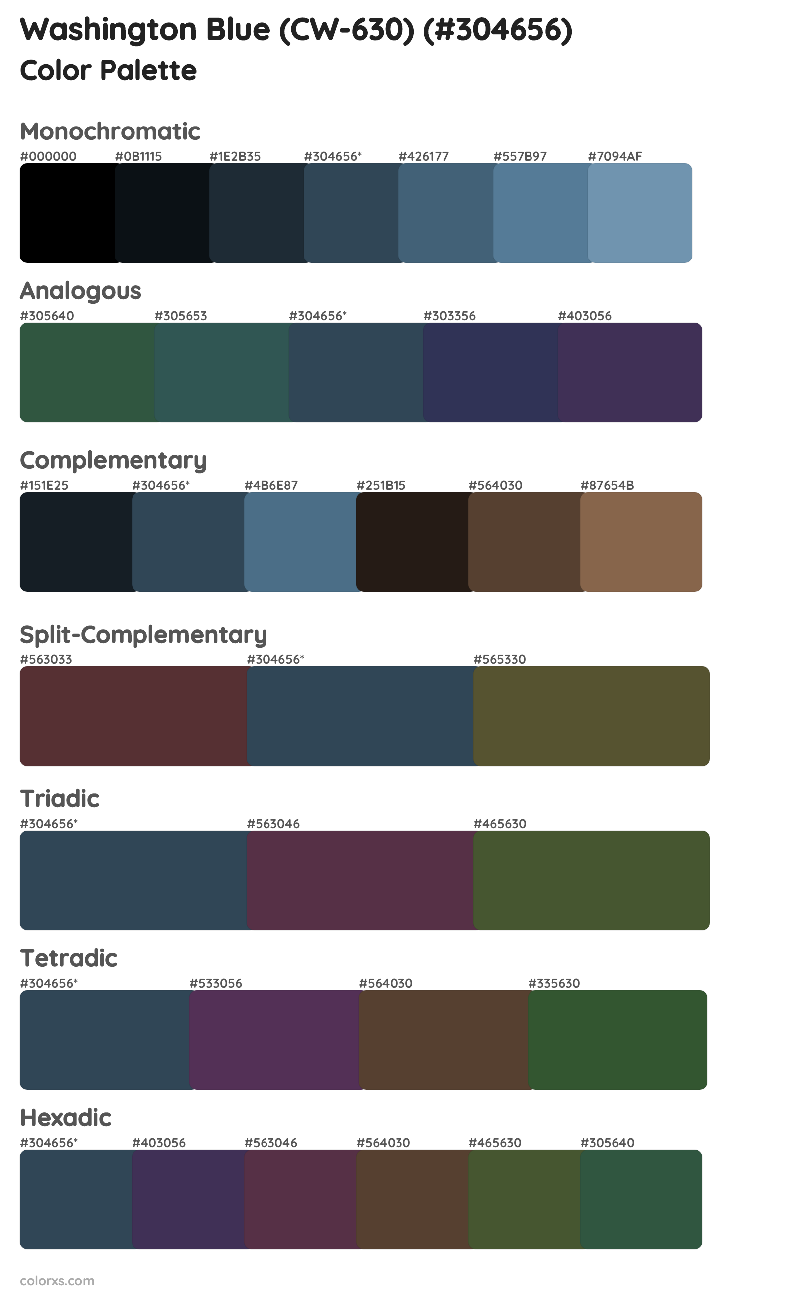 Washington Blue (CW-630) Color Scheme Palettes