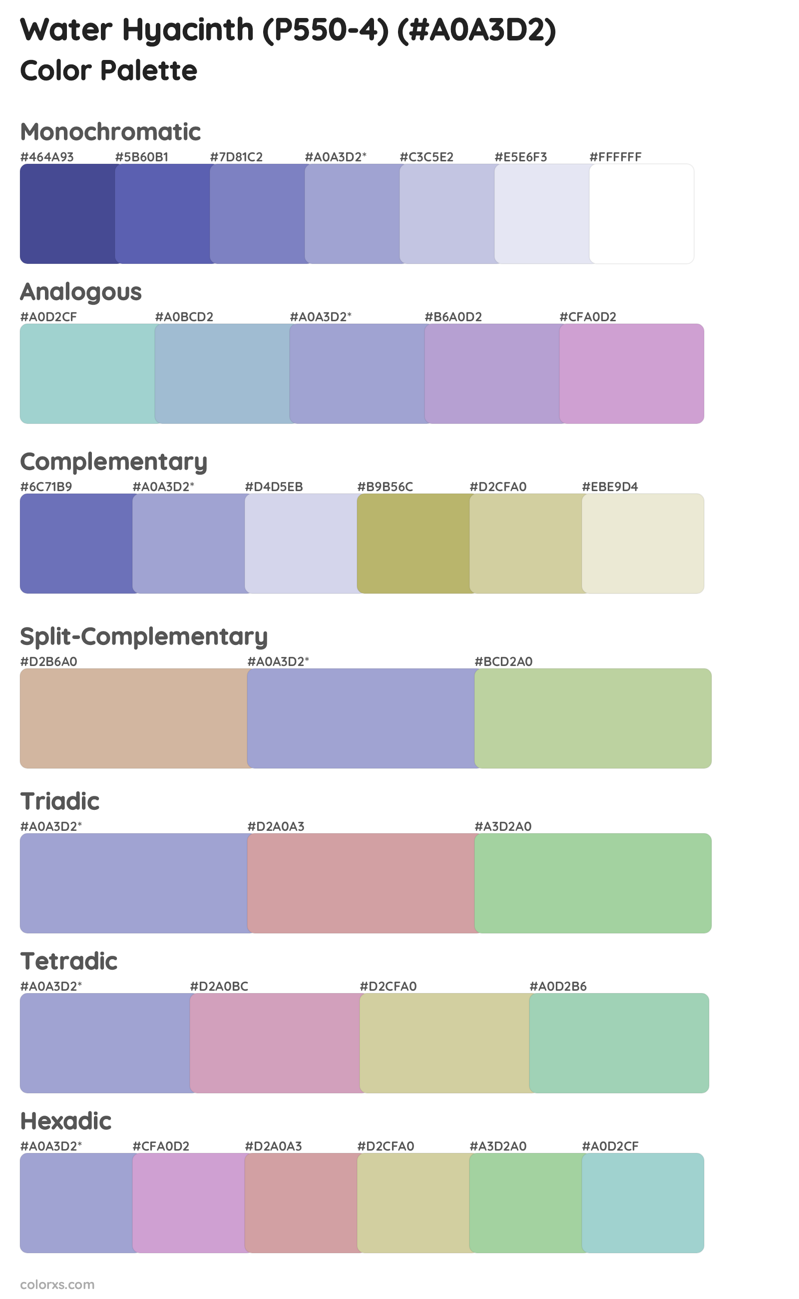 Water Hyacinth (P550-4) Color Scheme Palettes