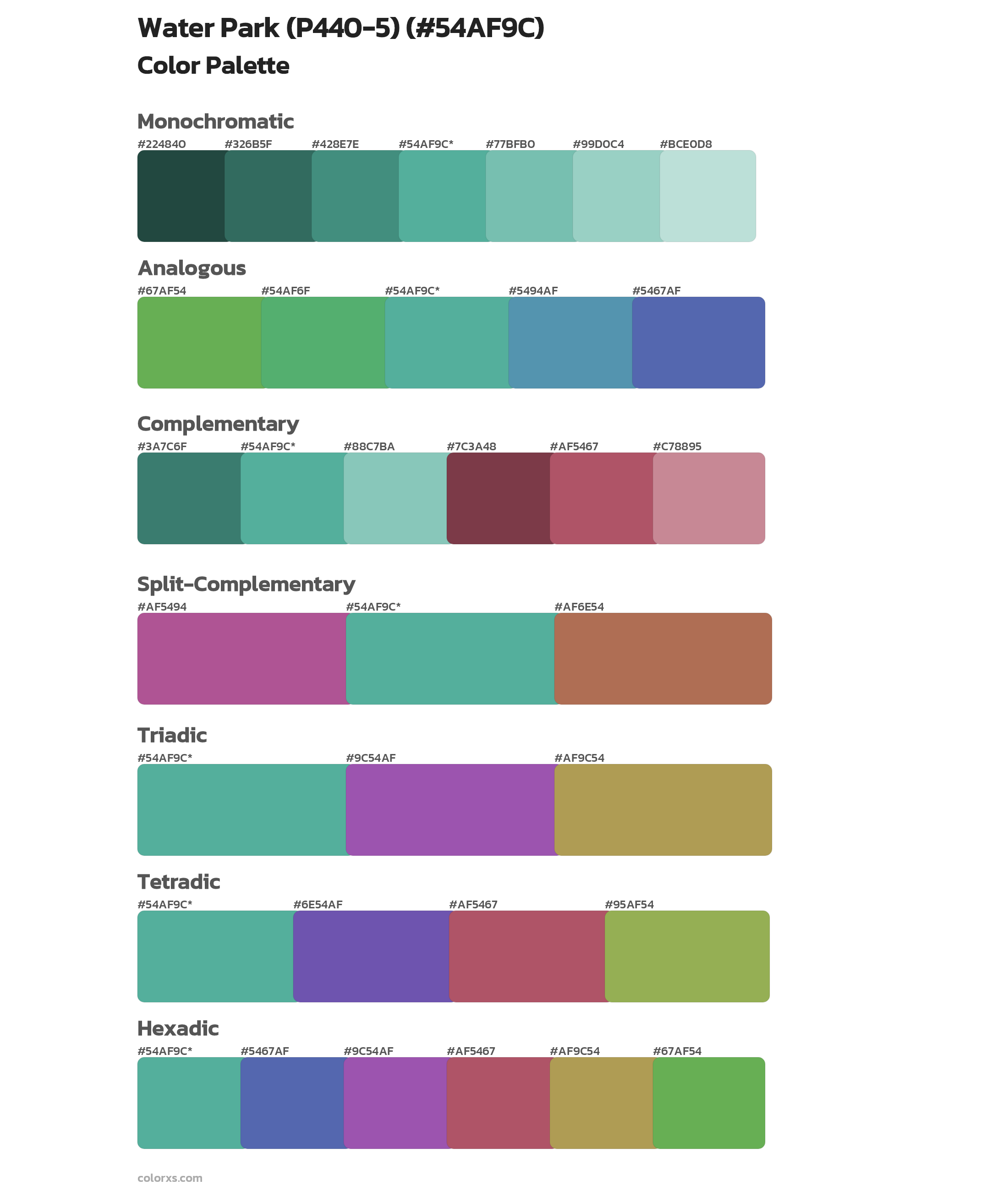 Water Park (P440-5) Color Scheme Palettes