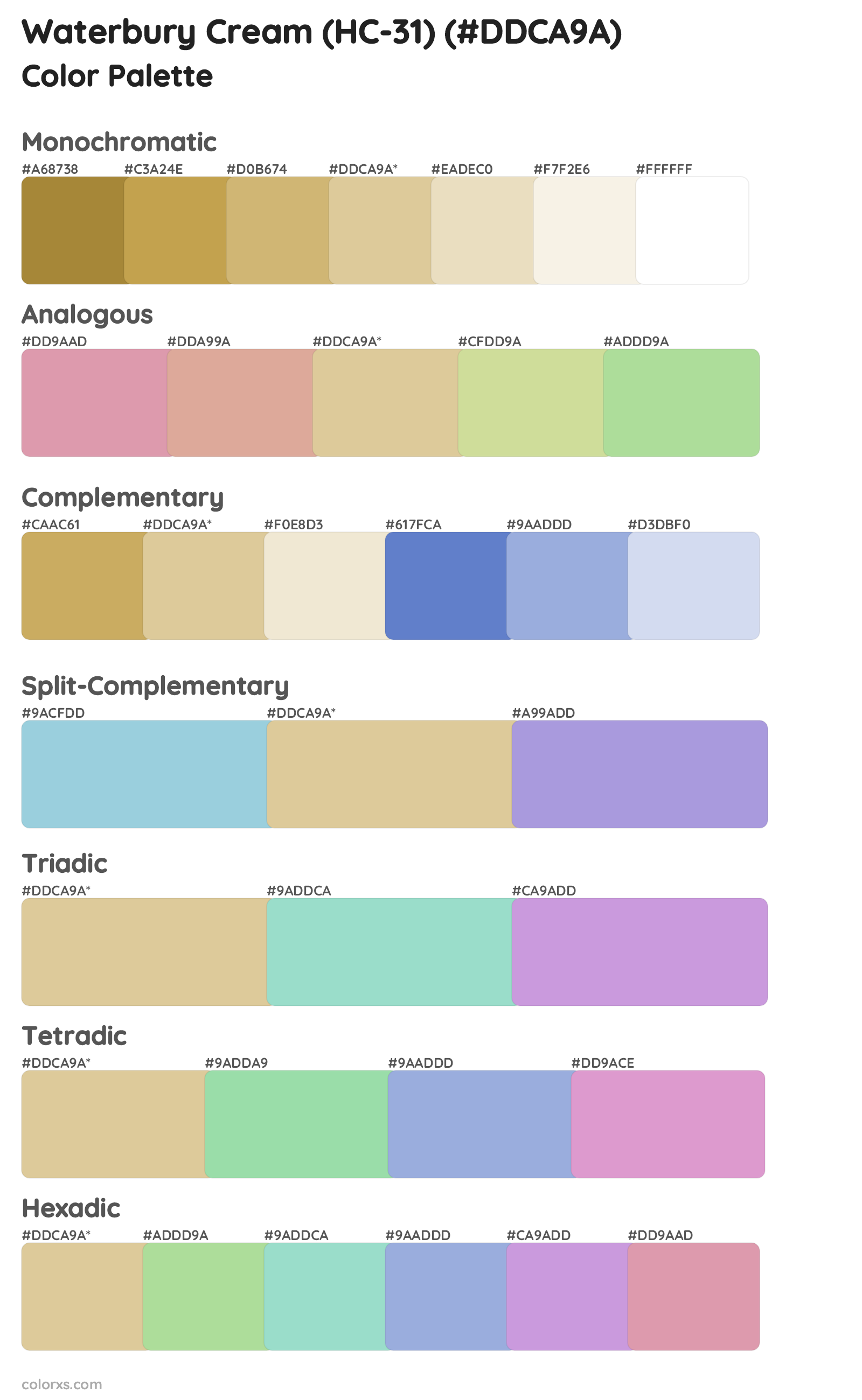 Waterbury Cream (HC-31) Color Scheme Palettes