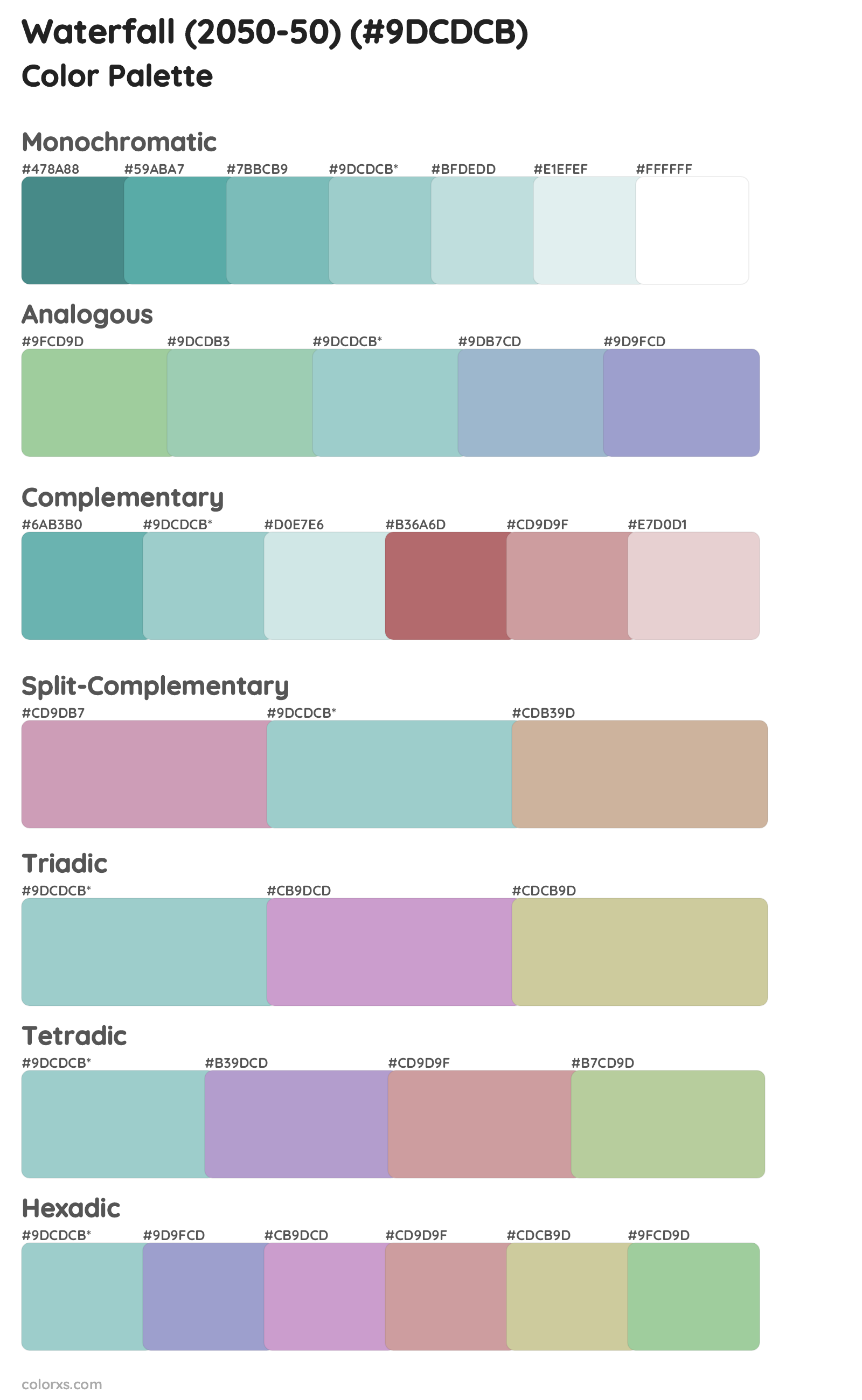 Waterfall (2050-50) Color Scheme Palettes