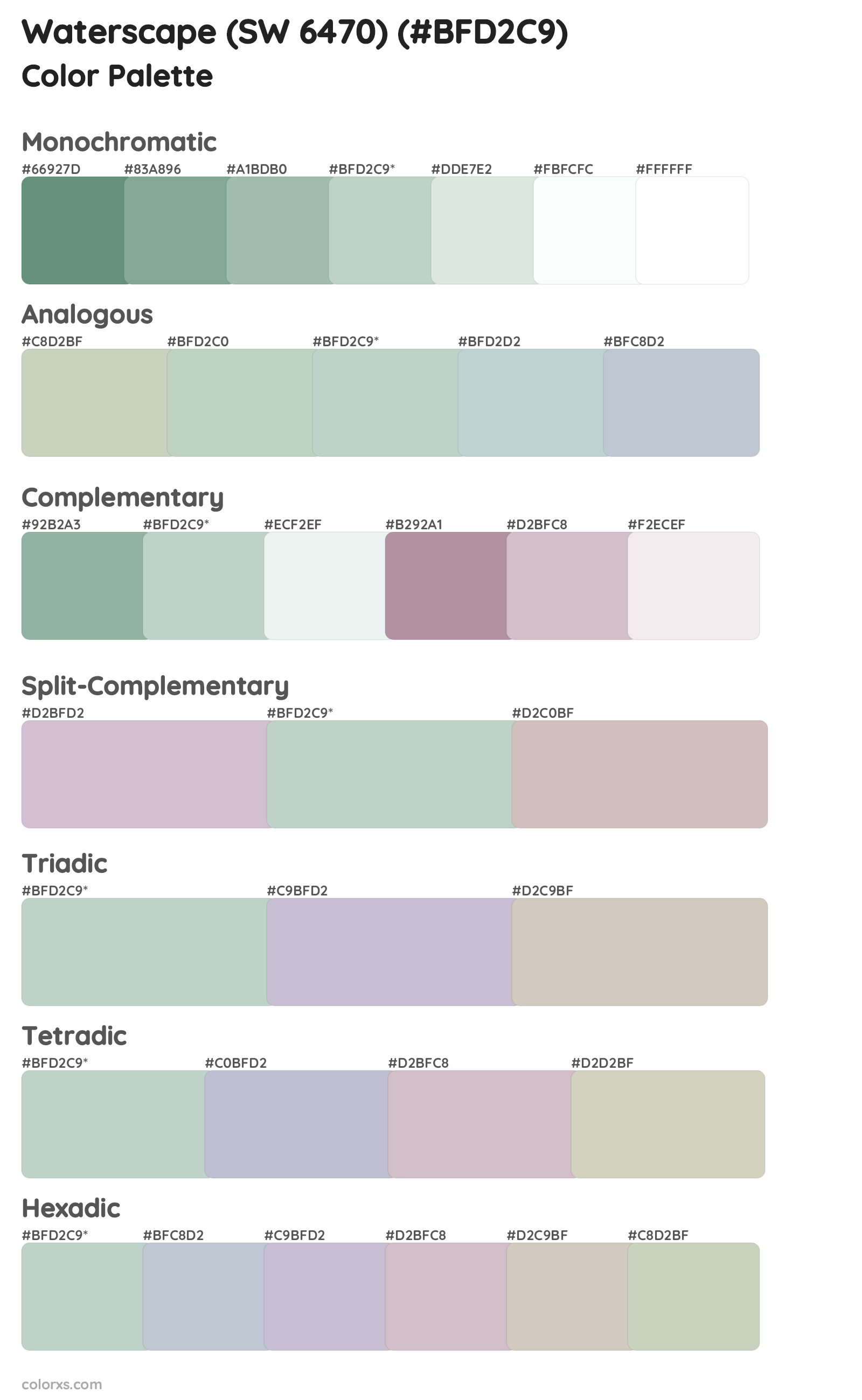 Waterscape (SW 6470) Color Scheme Palettes