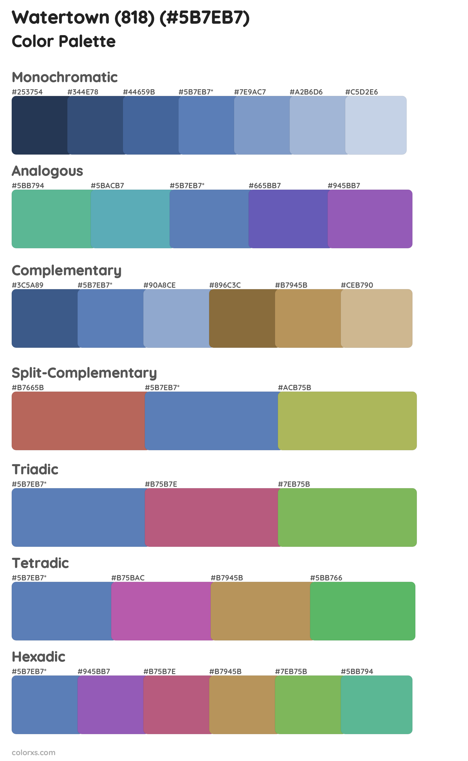 Watertown (818) Color Scheme Palettes